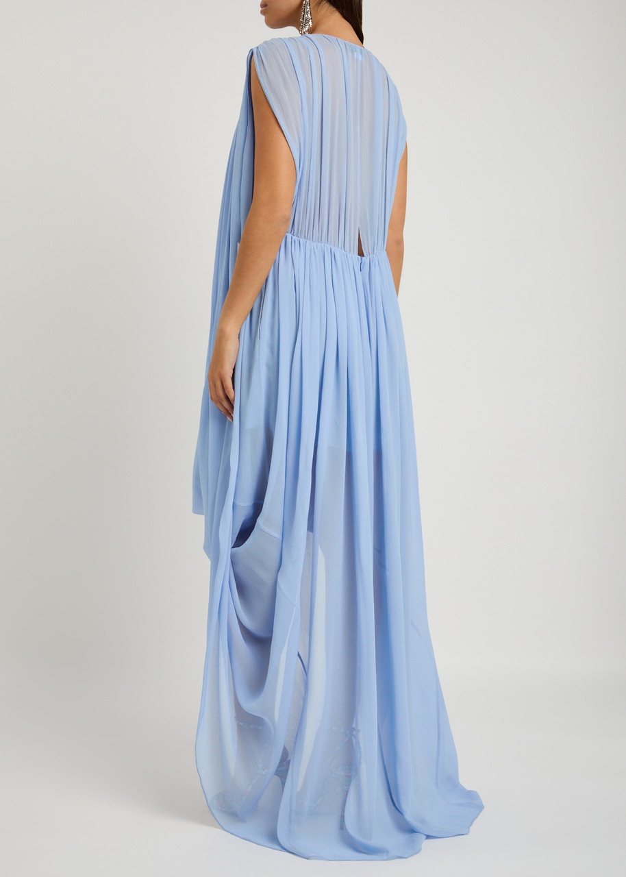 Stella Mccartney Creponne Draped Chiffon Mini Dress - 3