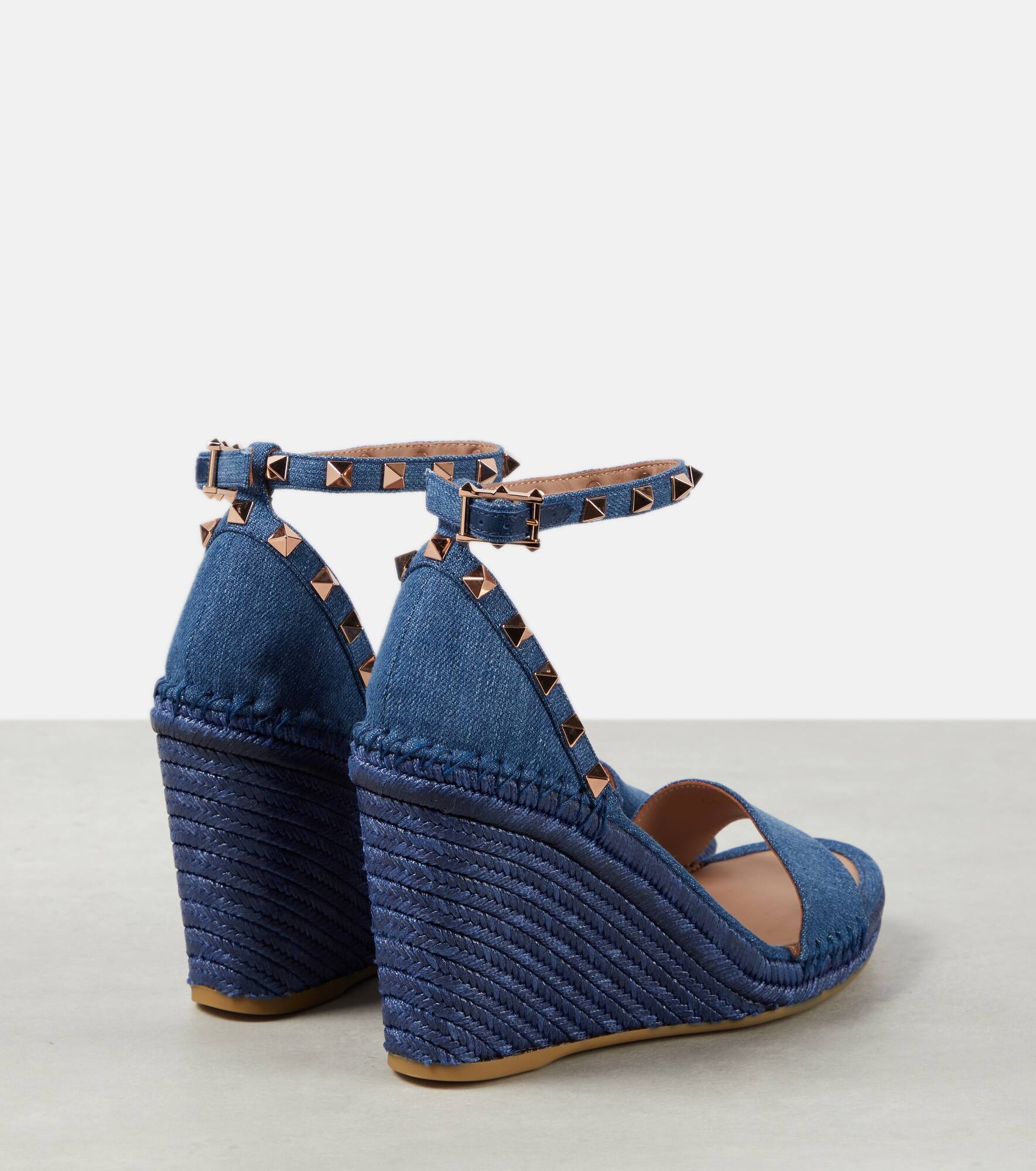 Rockstud 105 denim espadrille wedges - 3