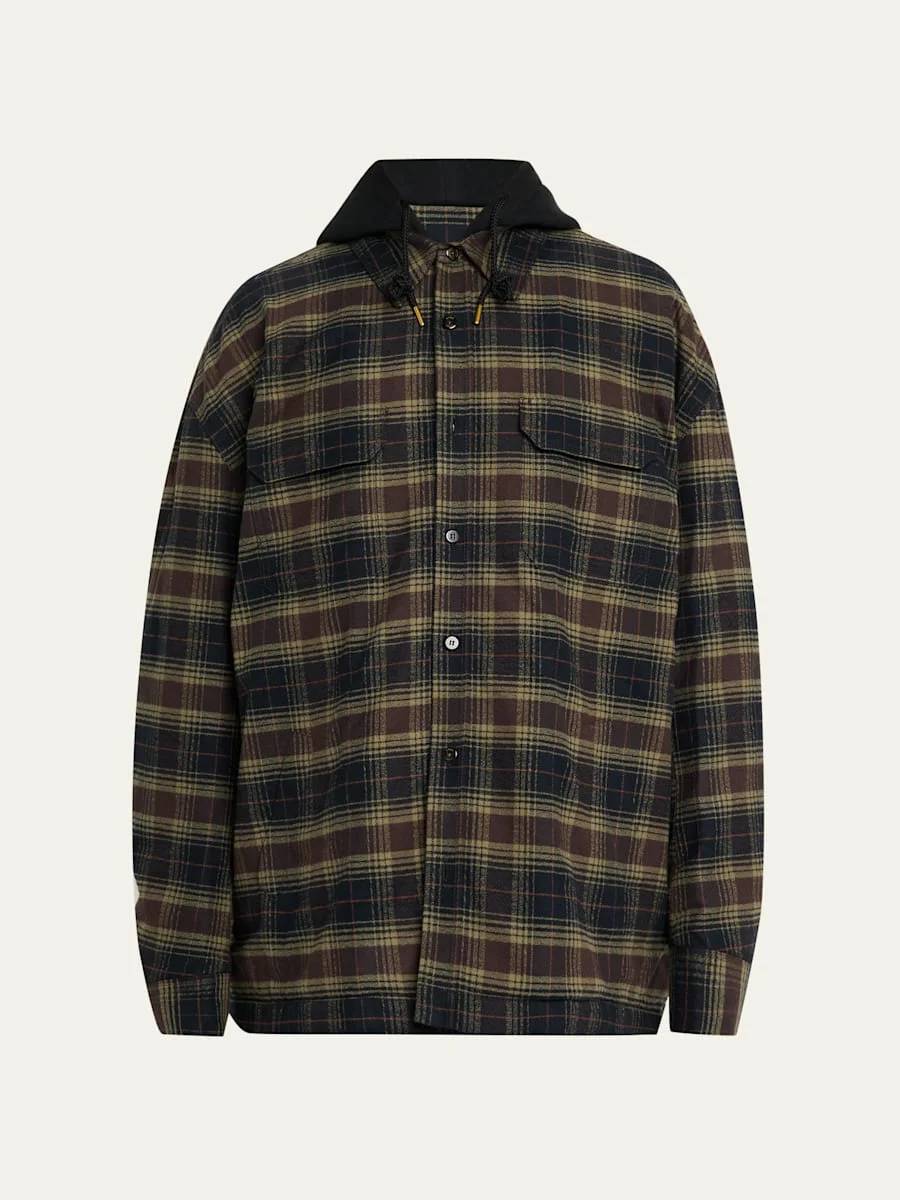 Men's Ganadero Plaid Oversized Hooded Overshirt - 1