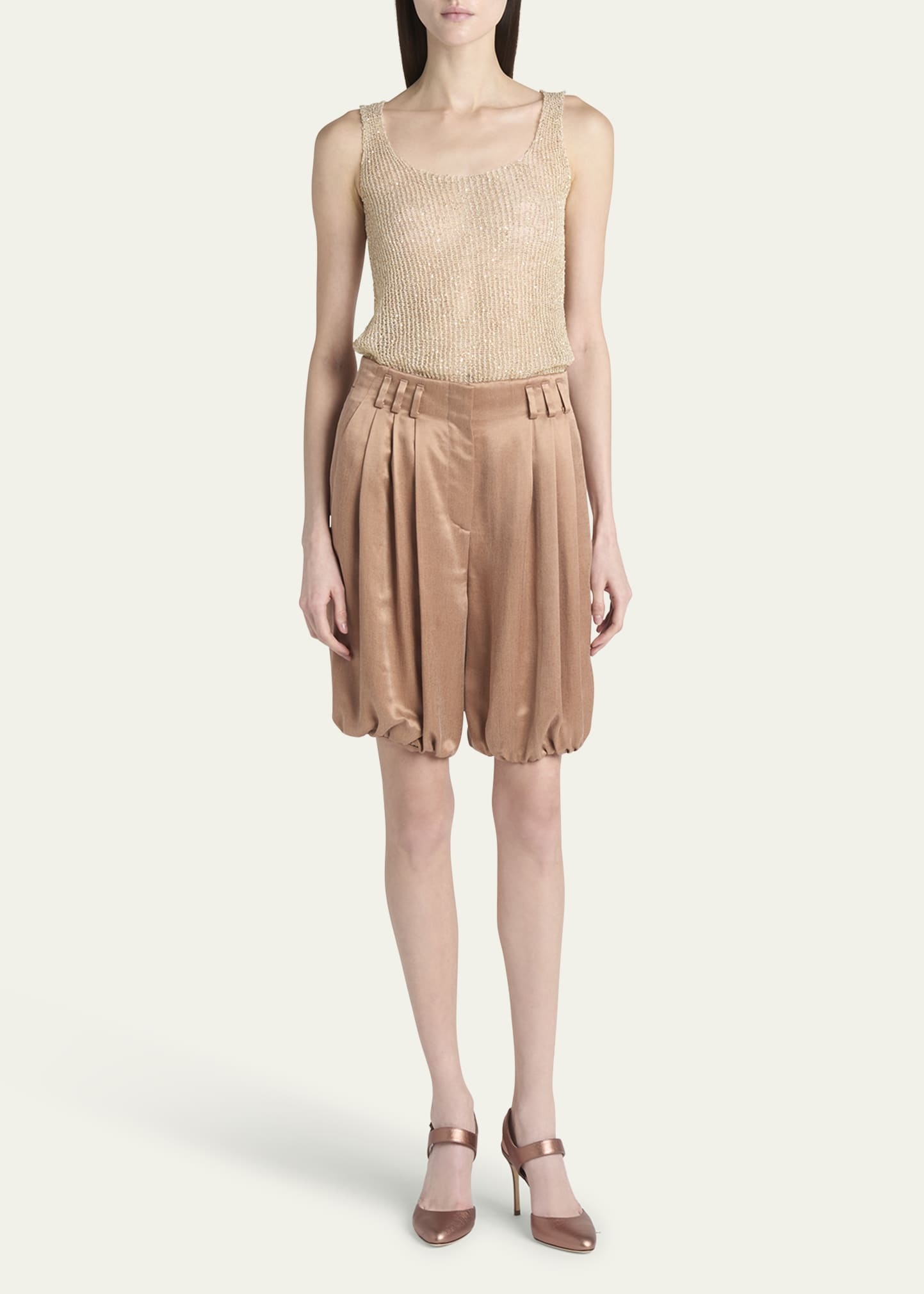Pleated Bubble Viscose Shorts - 2