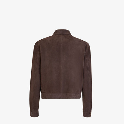 FENDI Brown suede blouson outlook