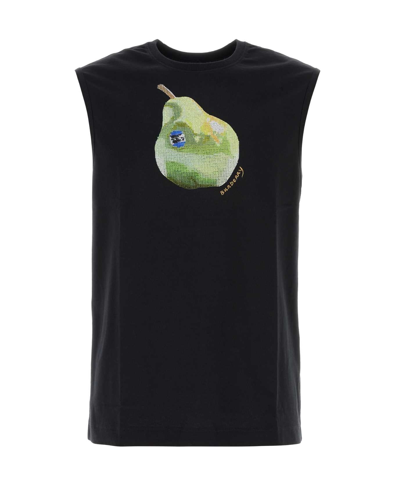 Black Stretch Cotton Tank Top - 1