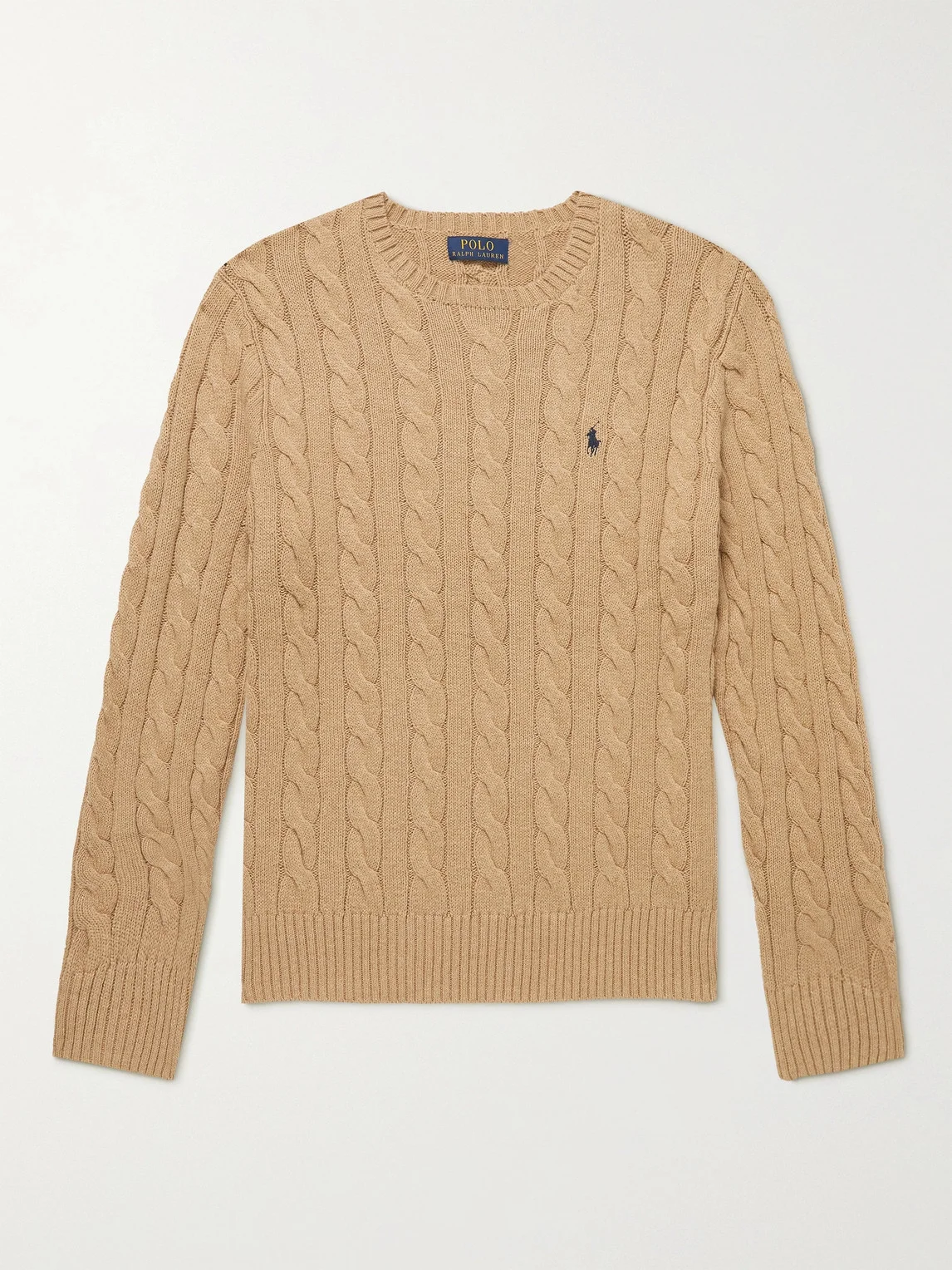 Logo-Embroidered Cable-Knit Cotton Sweater - 1