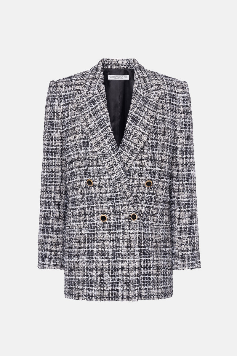 OVERSIZED CHECKED LUREX TWEED JACKET - 1