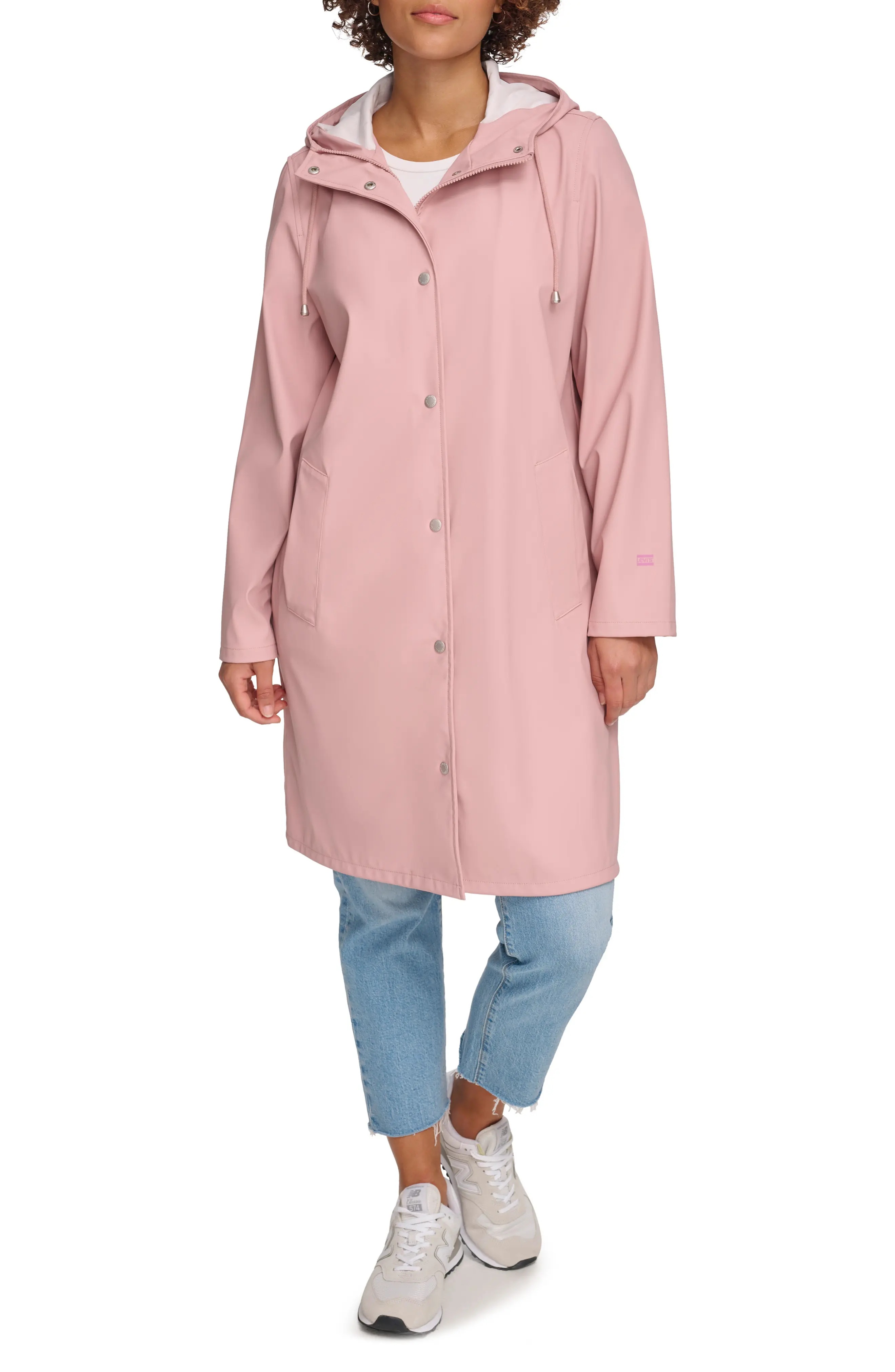 Water Resistant Hooded Long Rain Jacket - 1