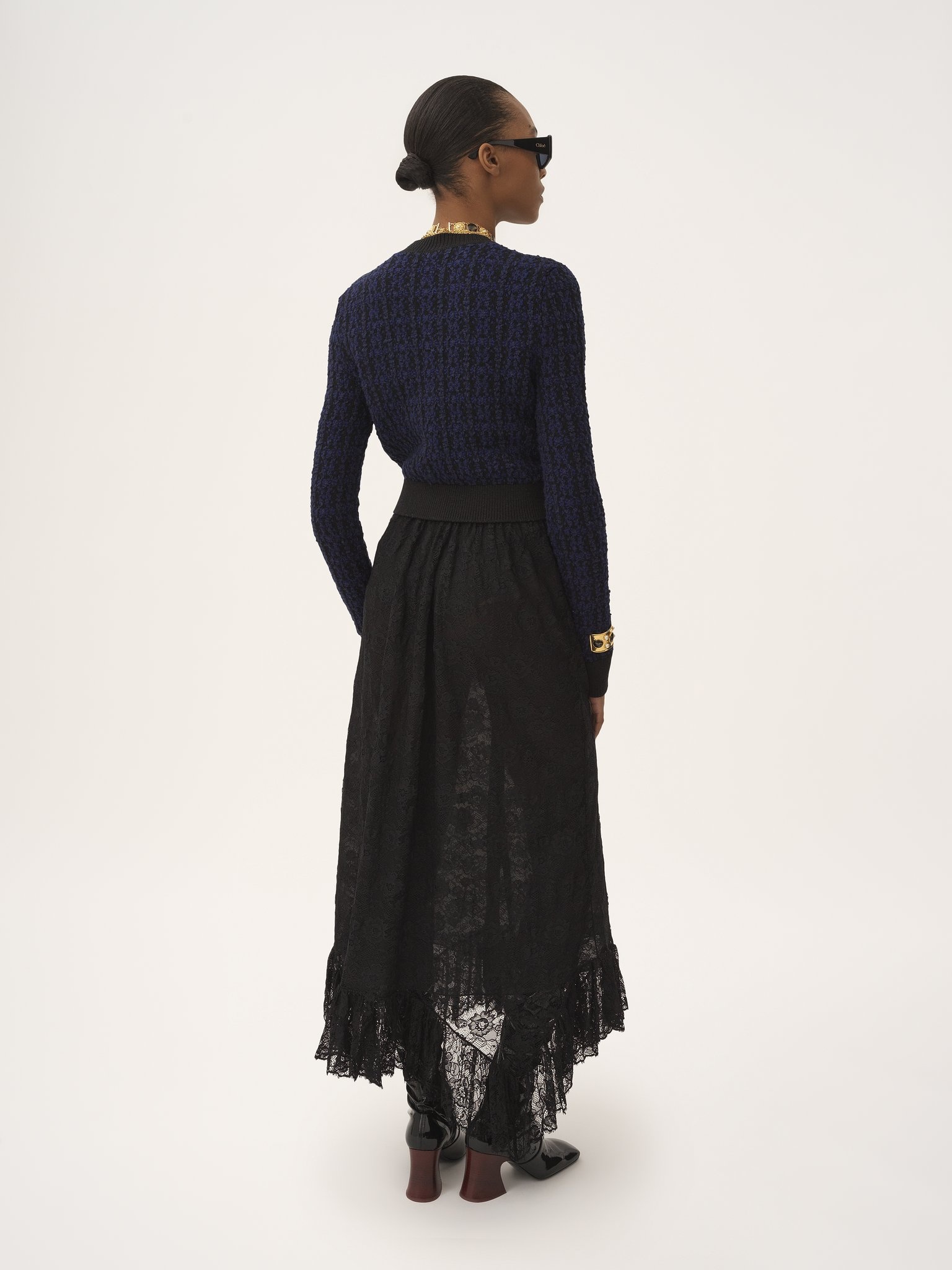 BOXY MOCK-NECK SWEATER IN A WOOL & SILK KNIT - 5