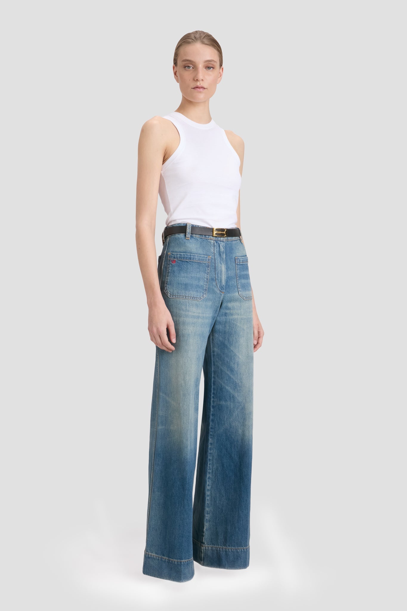 Alina High Waisted Jean In Washed Blue - 4