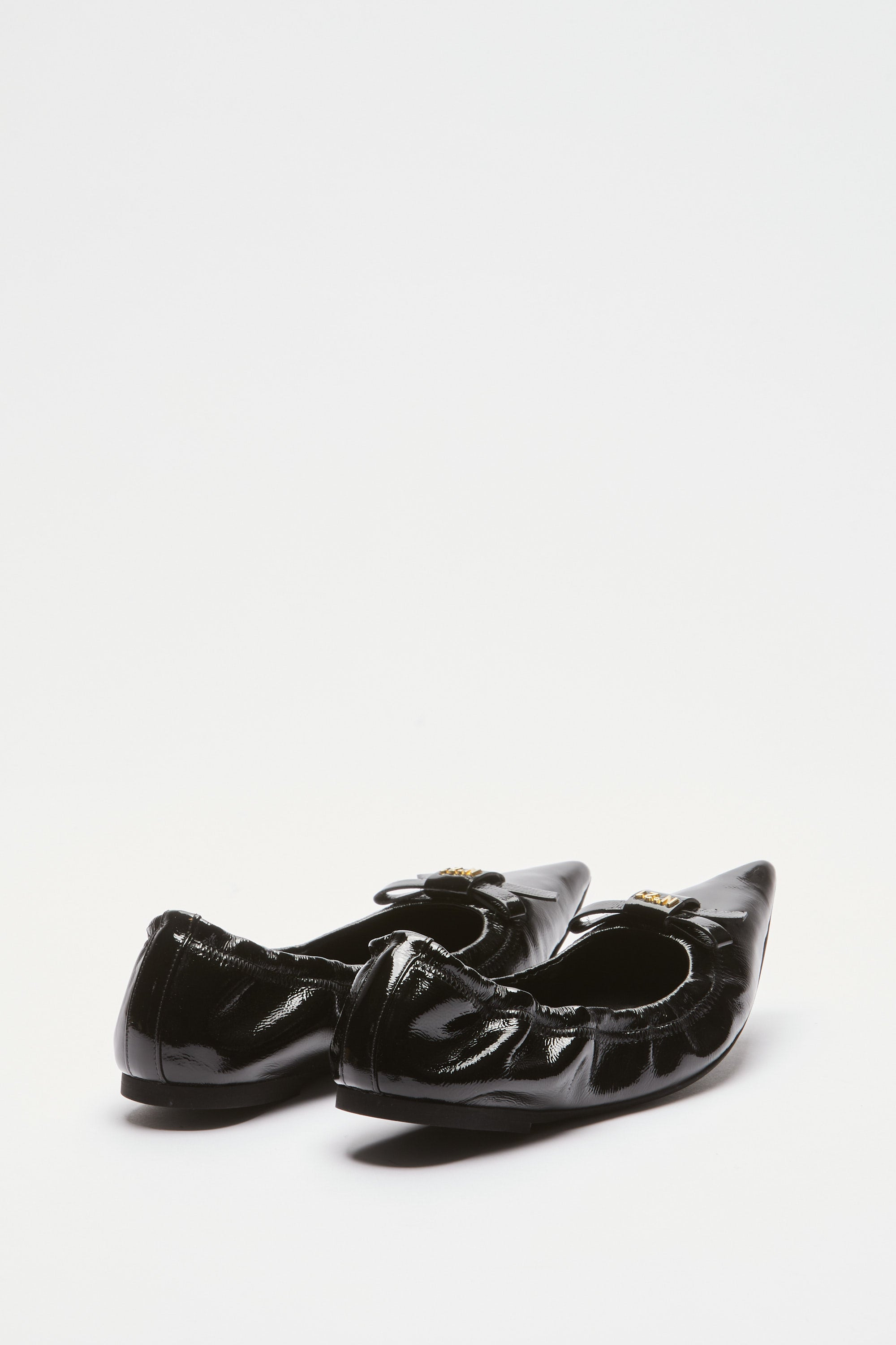 POINTED TOE BALLERINAS WITH BOW AND LOGO - 2