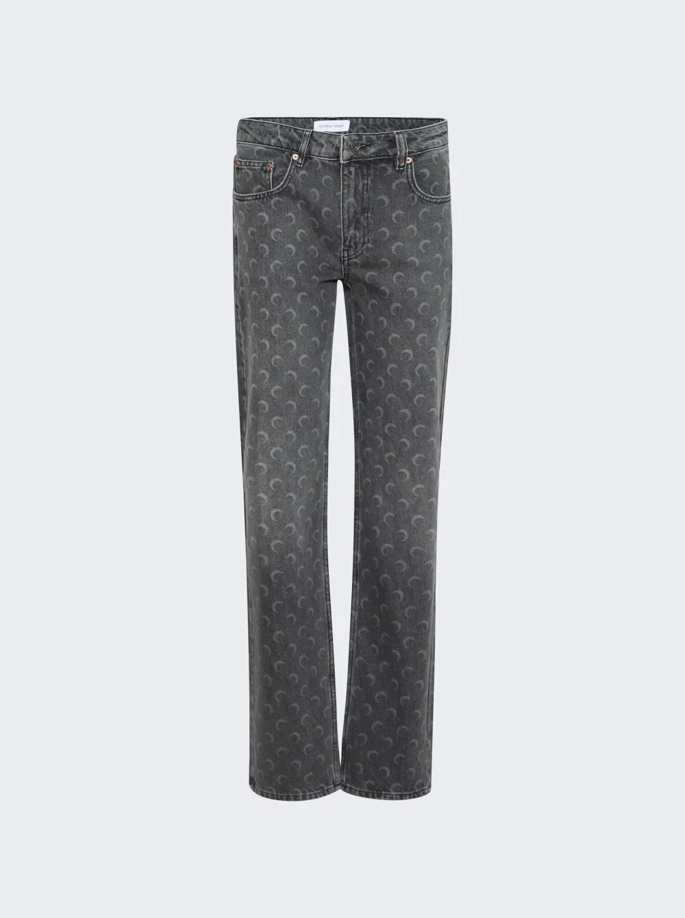 Moon Laser Grey Wash Denim Straight Jeans Dark Grey - 1
