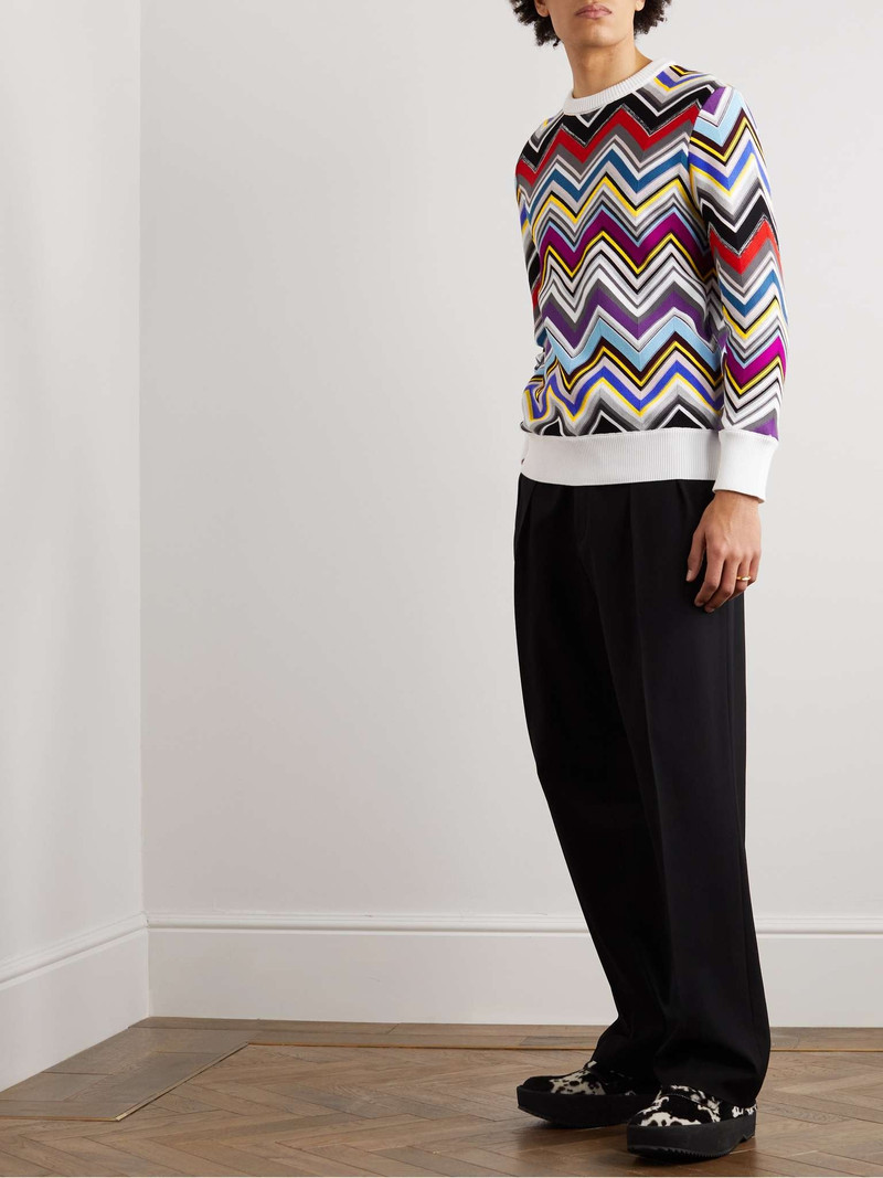 Missoni Slim-Fit Striped Crochet-Knit Cotton Sweater outlook
