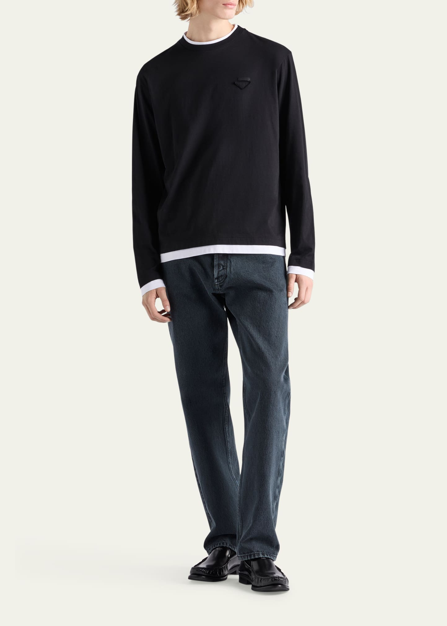 Men's Tipped Cotton Long-Sleeve T-Shirt - 2
