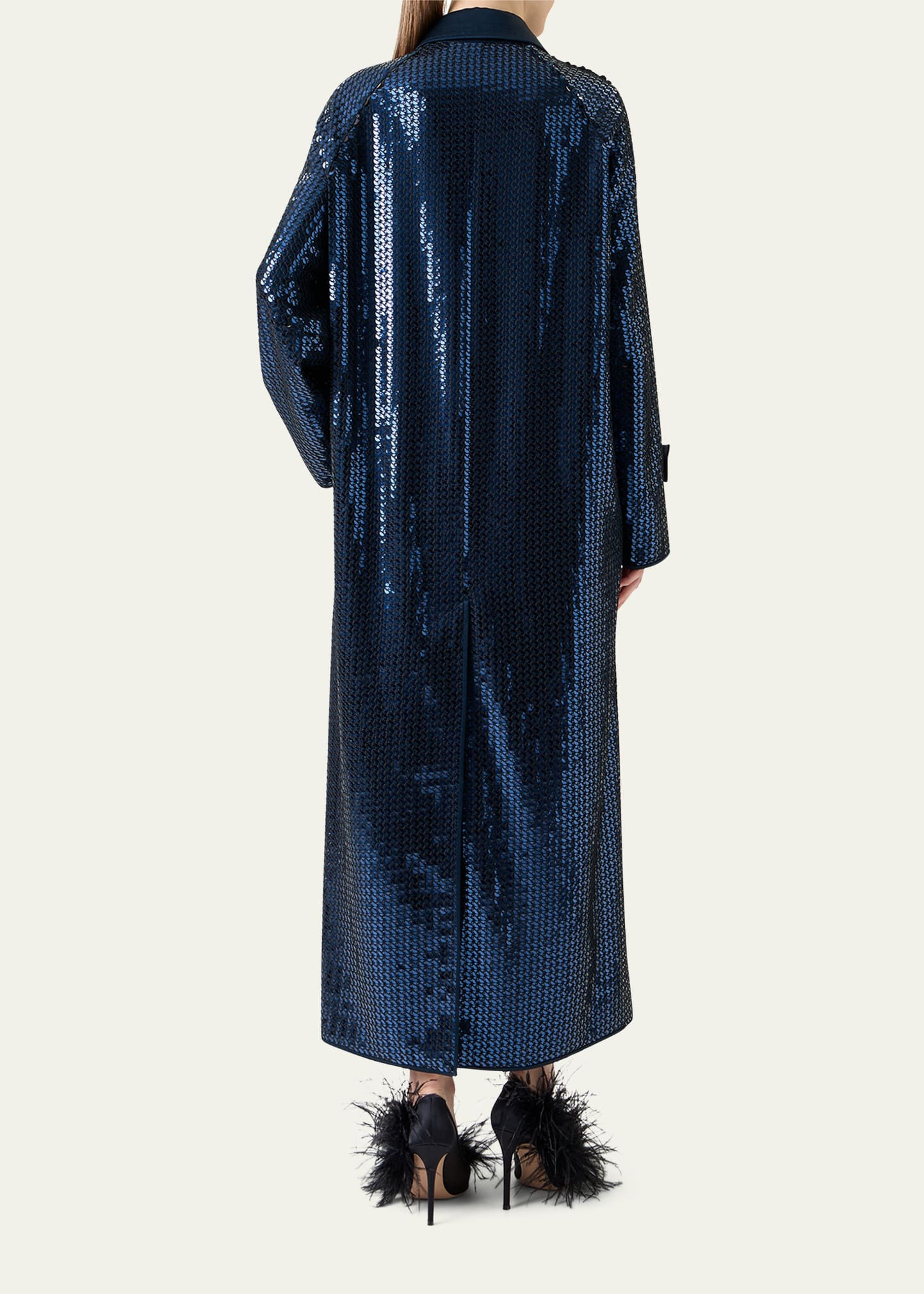 Estelle Sequined Chiffon Maxi Coat - 3