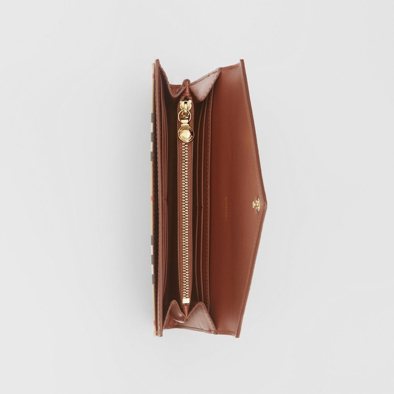 Vintage Check and Leather Continental Wallet 4