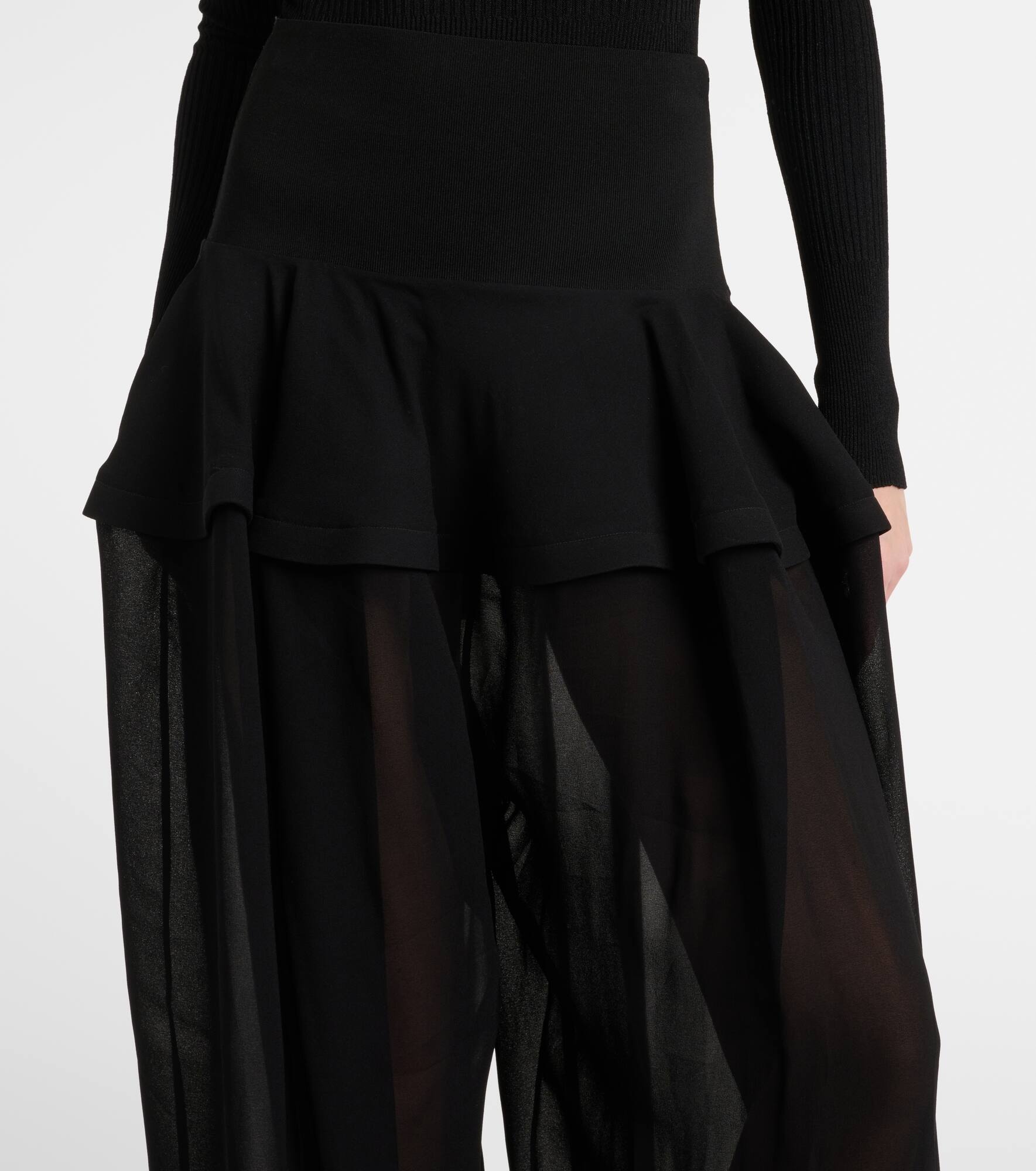 Alaïa Peplum georgette wide-leg pants | mytheresa | REVERSIBLE