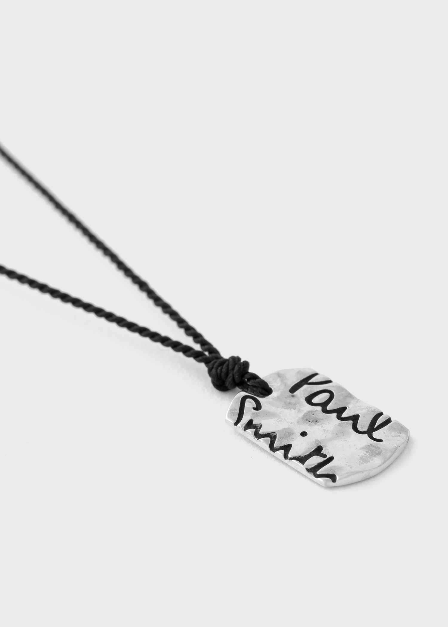 Navy Necklace With Silver Tag - 4