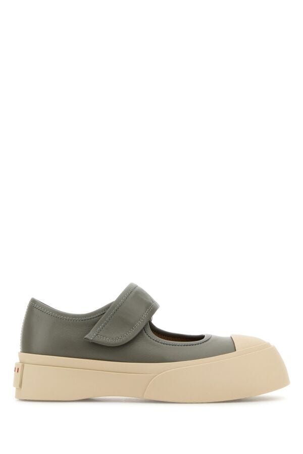 Marni Grey leather Mary Jane sneakers | gebnegozionline