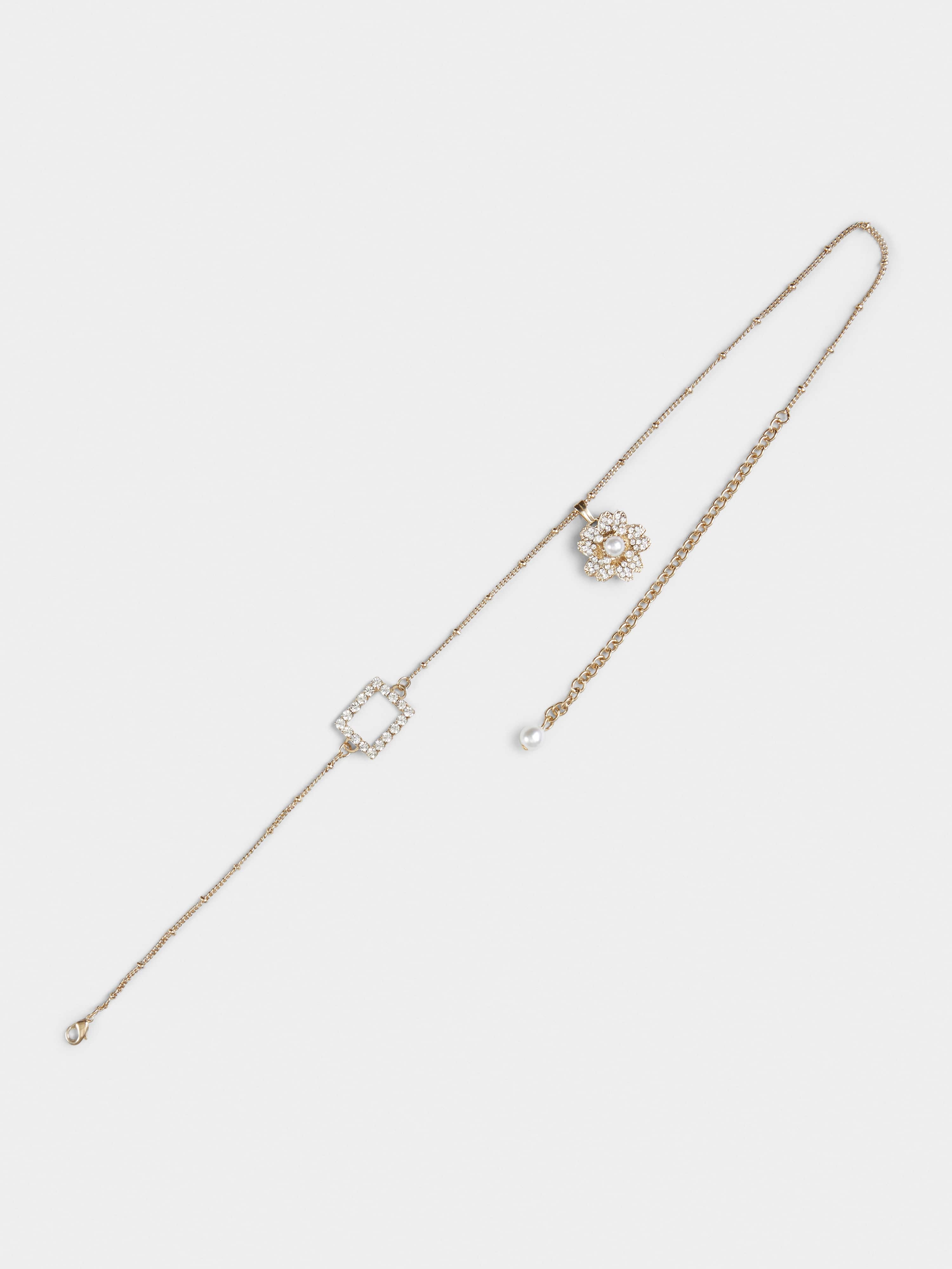 RV Bouquet Strass Short Necklace in Metal - 4