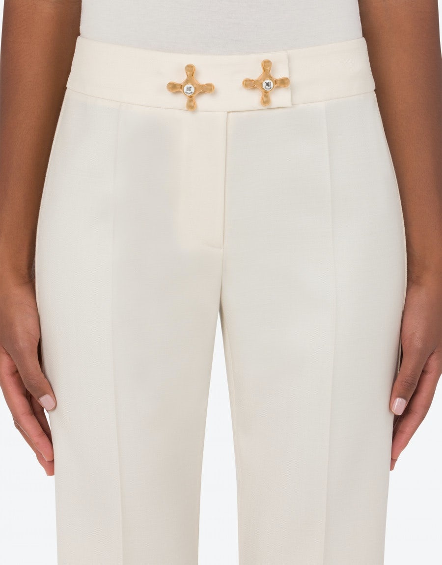 FAUCET DETAILS WOOL TWILL TROUSERS - 4