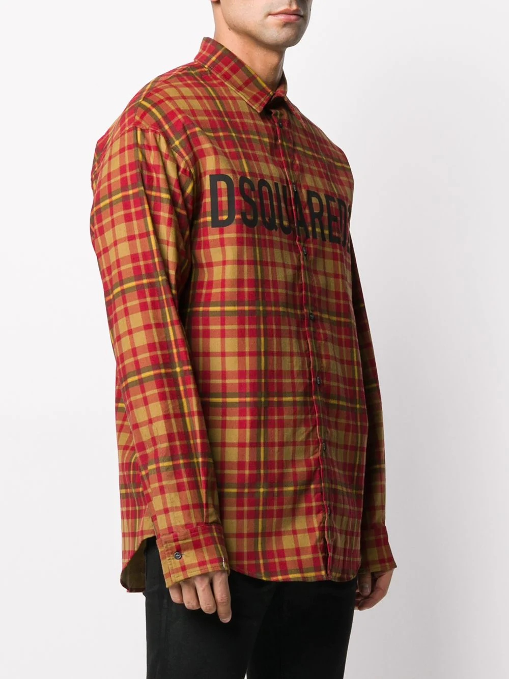 plaid logo print shirt - 3