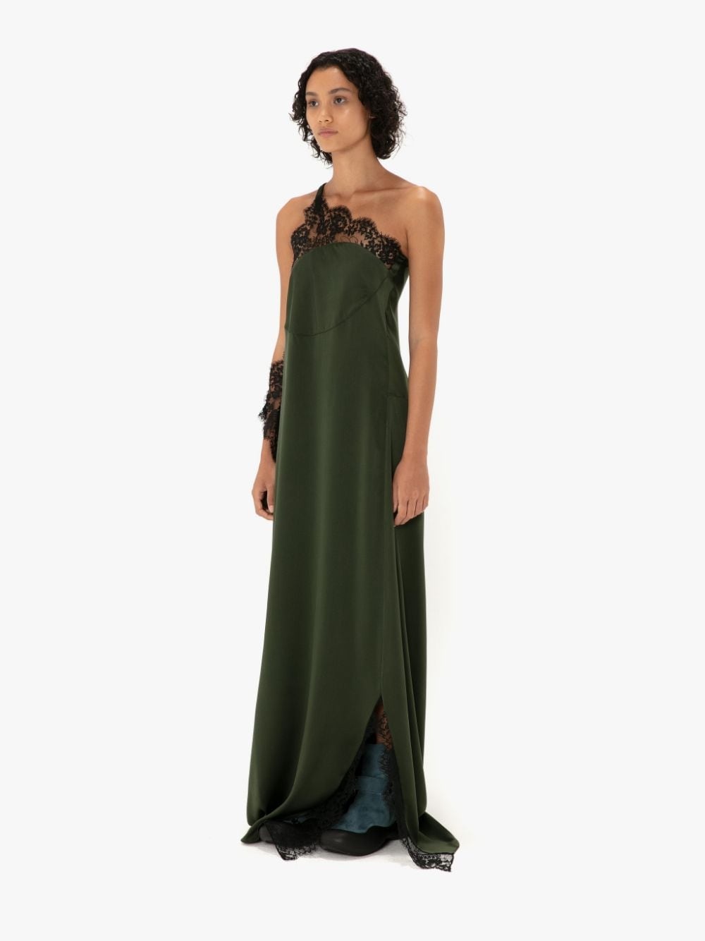 JW Anderson ONE SHOULDER ASYMMETRIC LACE SLIP DRESS | REVERSIBLE