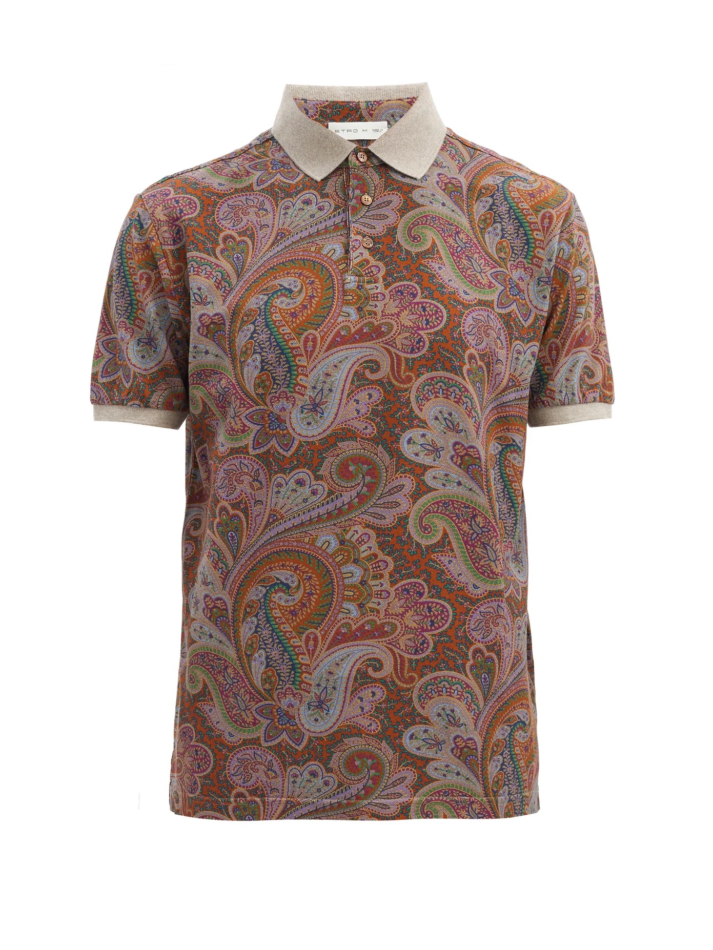 Paisley-print cotton-piqué polo shirt - 1