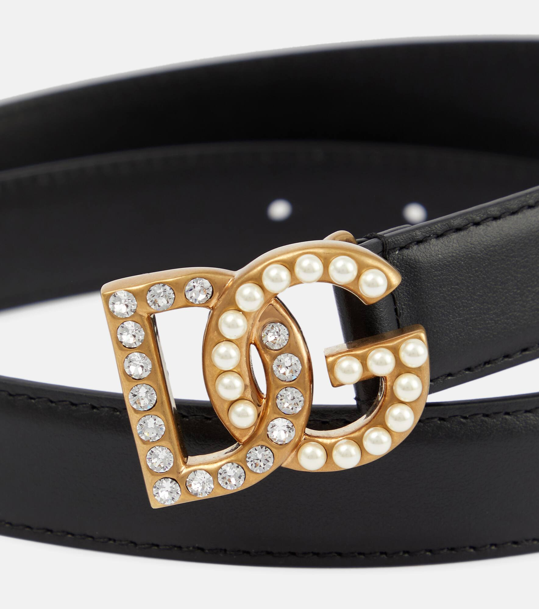 Embellished DG leather belt - 3
