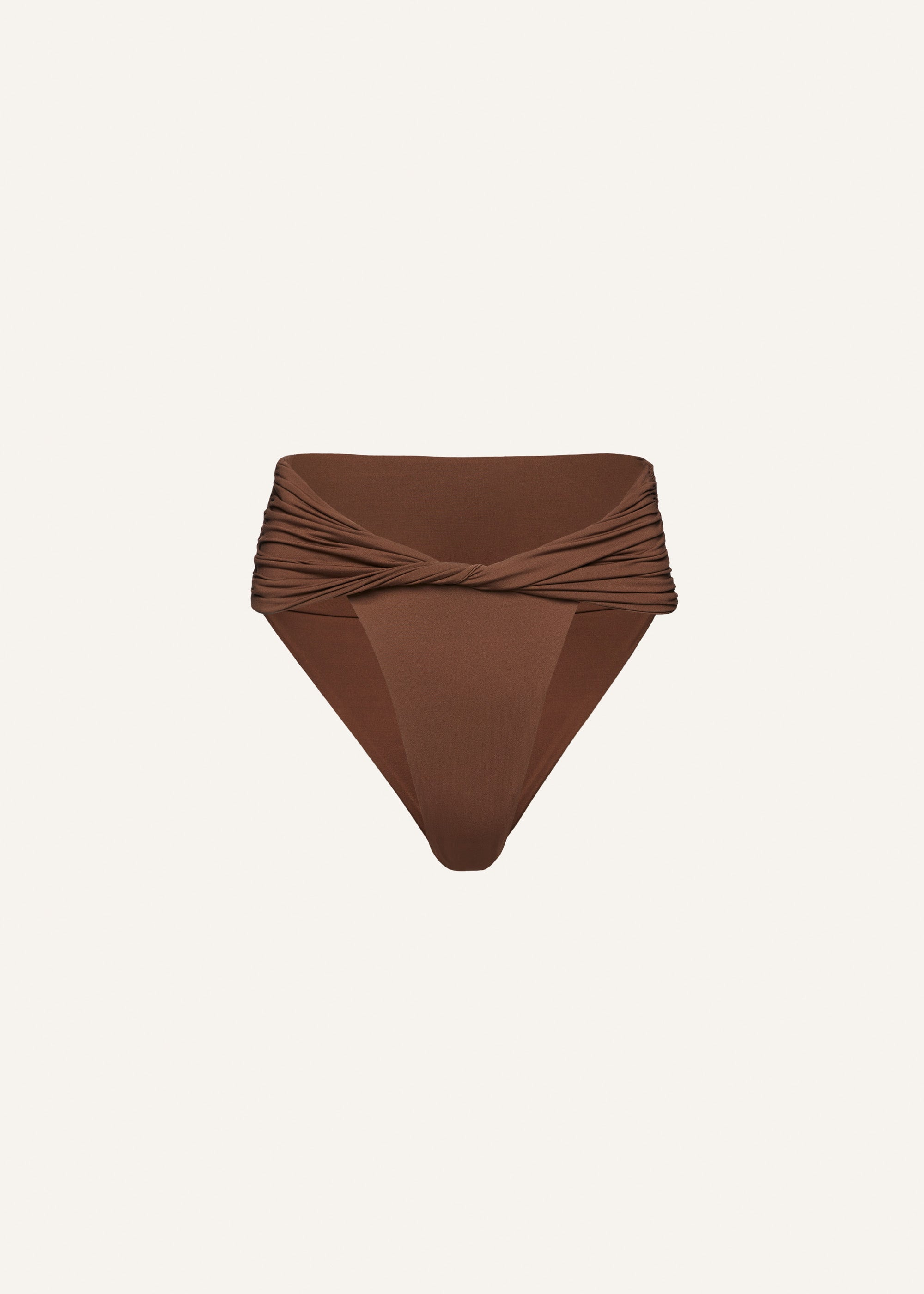 Twisted waist swim bottom in brown - 1