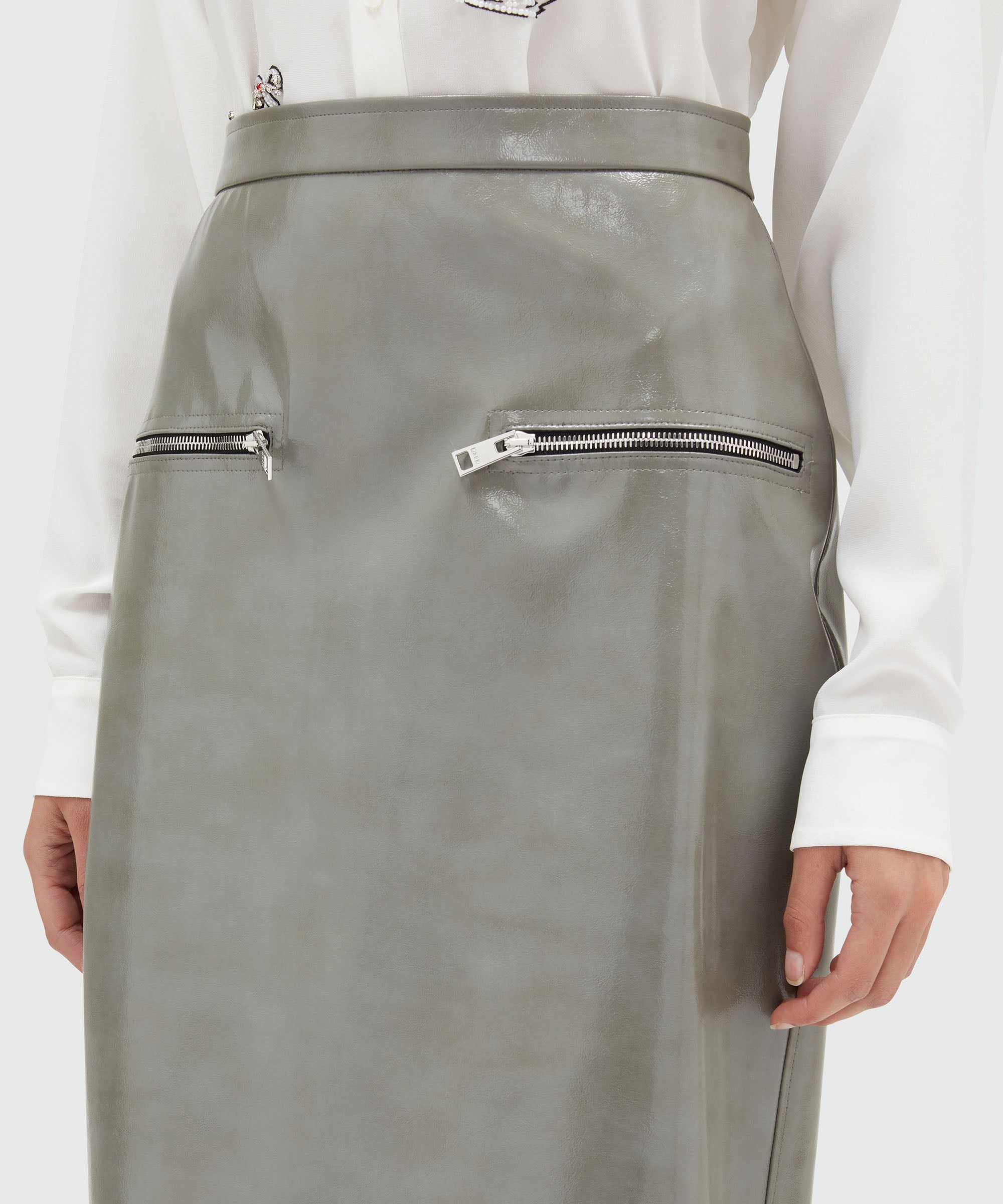 White patent leather midi skirt - 5