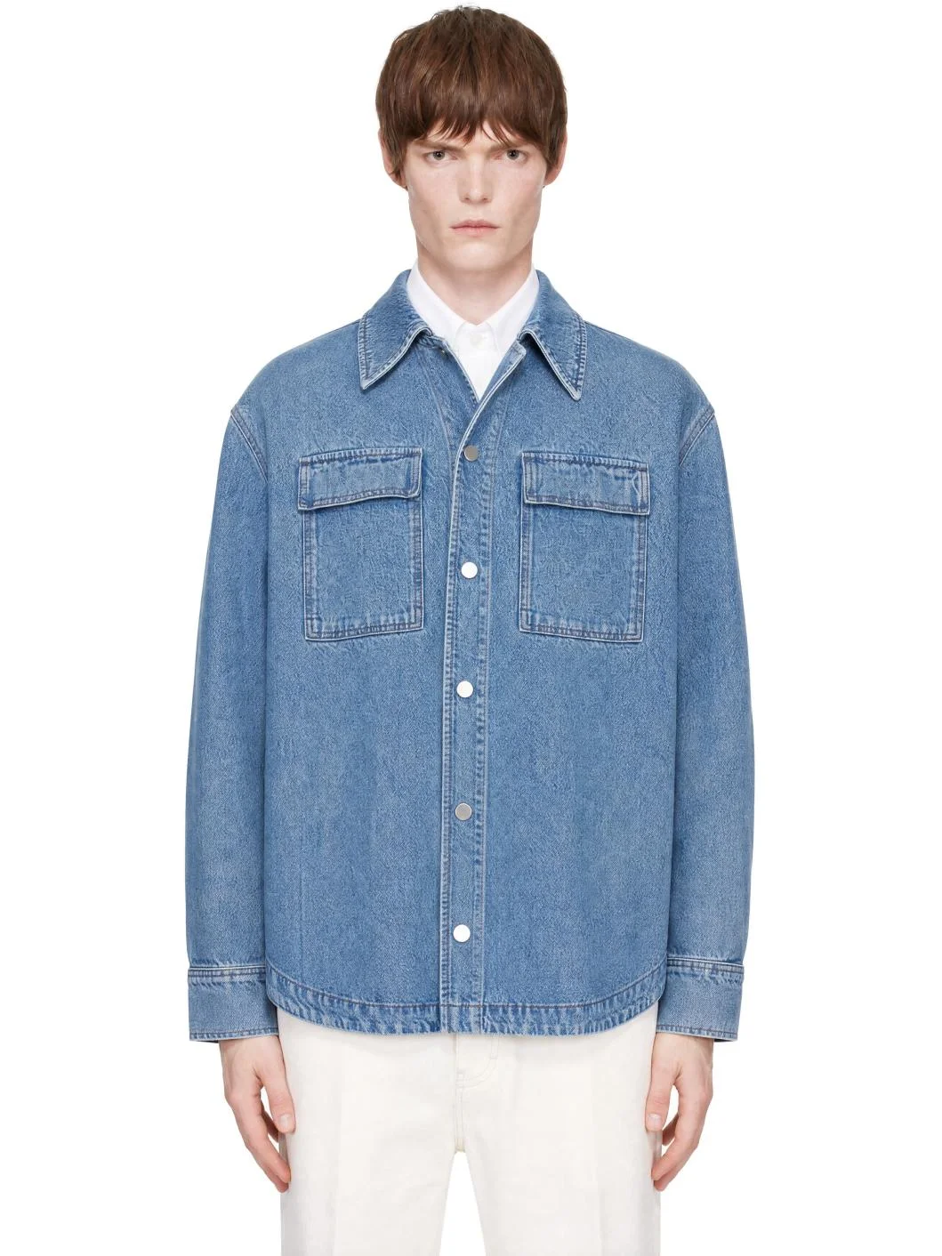 Blue Camp Collar Overshirt - 1