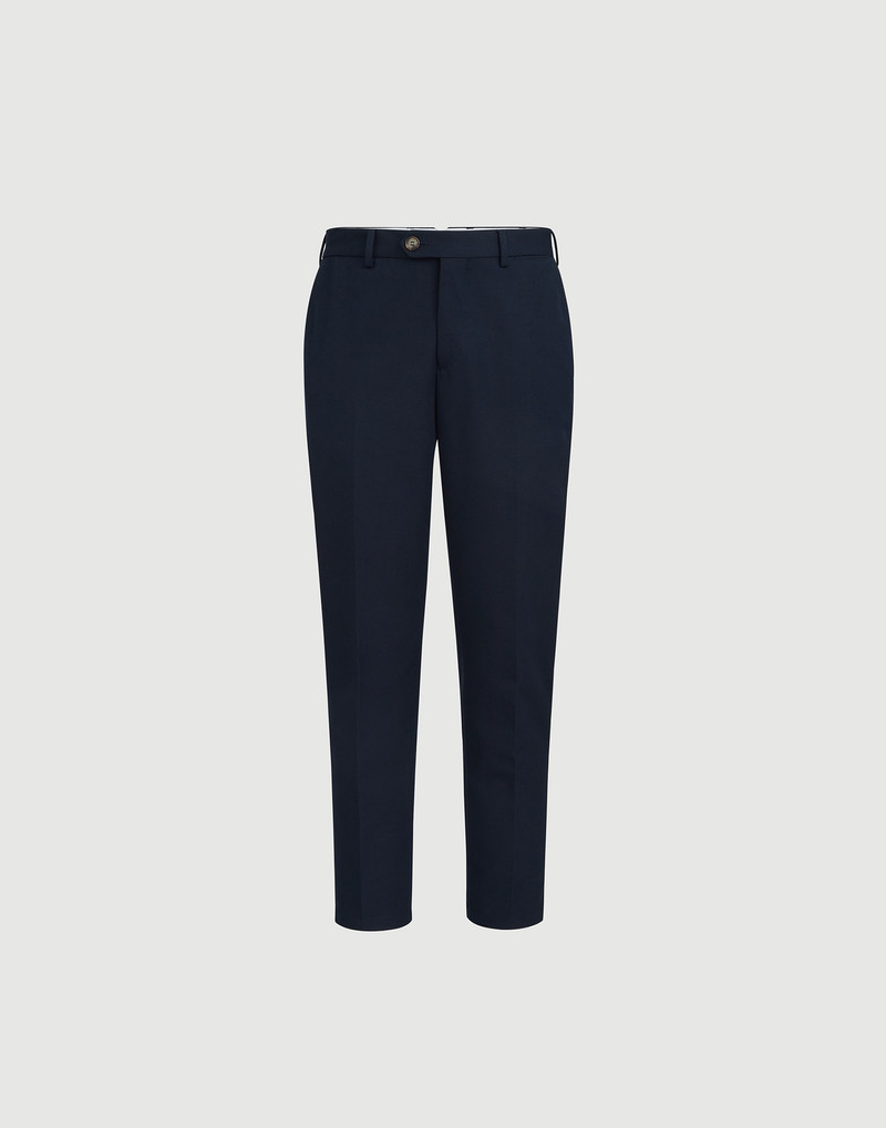 Cotton and virgin wool gabardine Italian fit trousers 1