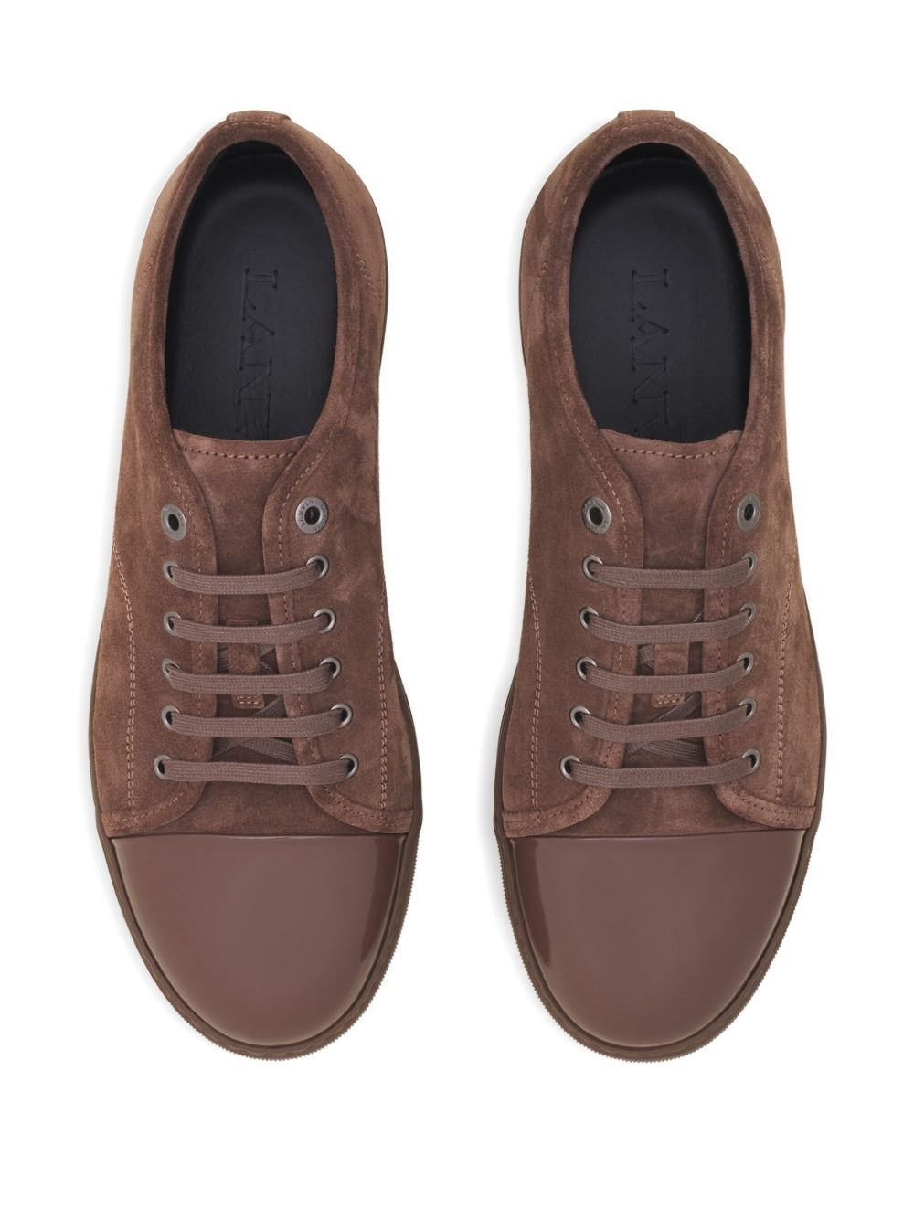 suede leather cap-toe sneakers - 4