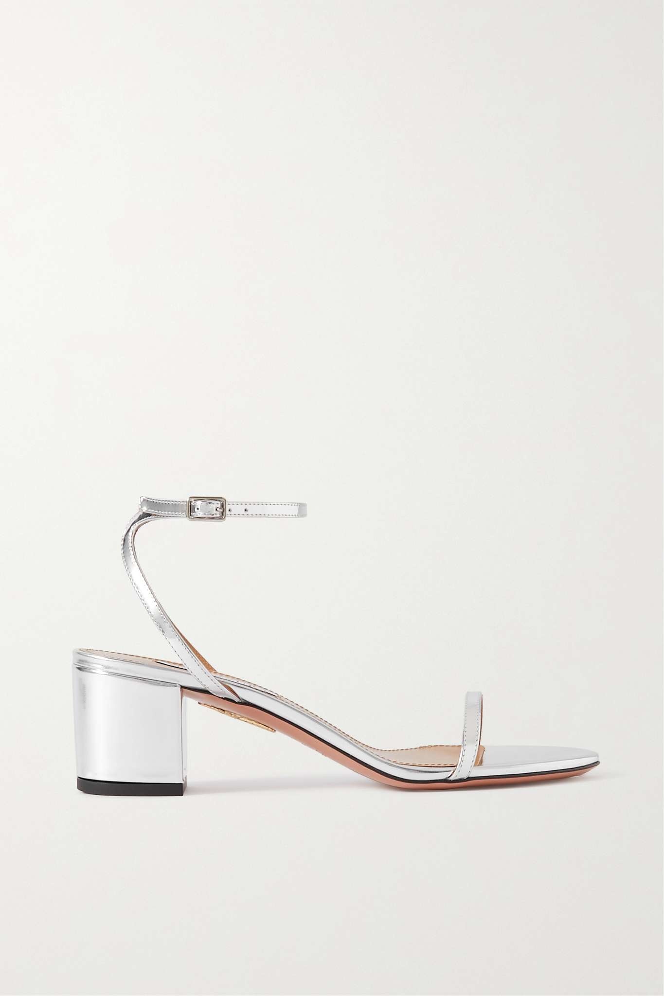 AQUAZZURA Olie 50 metallic leather sandals