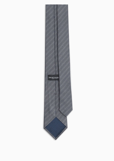 EMPORIO ARMANI Pure silk tie with jacquard op-art motif outlook