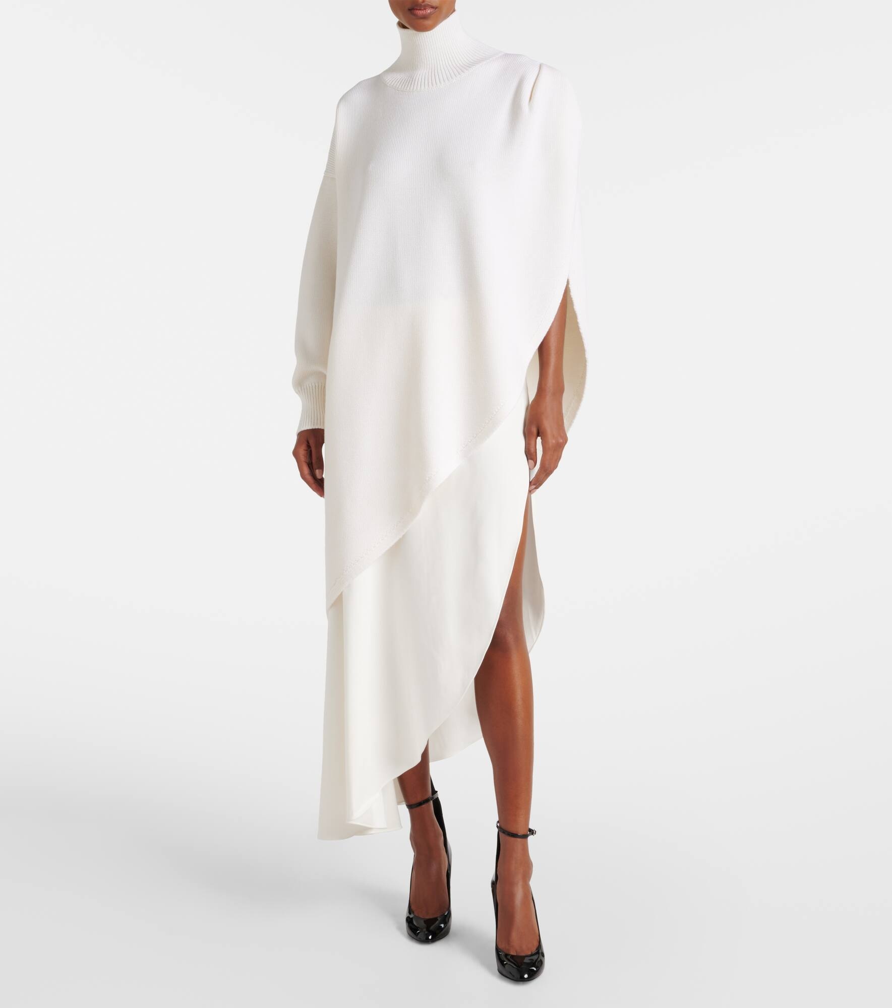 Asymmetric caped wool sweater - 7