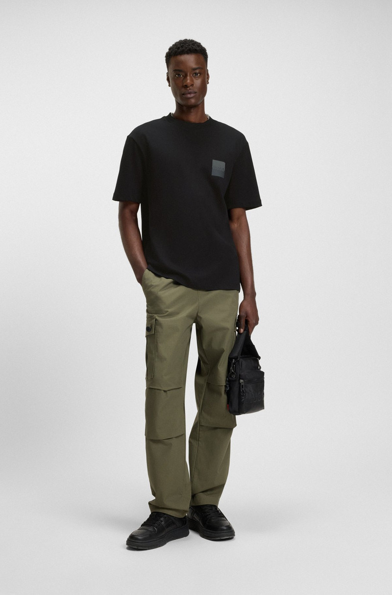 HUGO RELAXED-FIT T-SHIRT IN COTTON WITH SPLIT LOGOS outlook