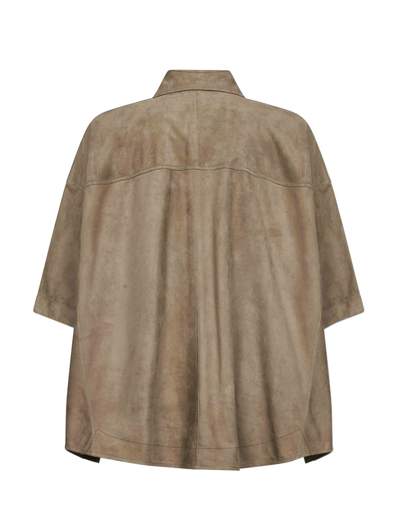 Brunello Cucinelli Green suede shirt jacket outlook