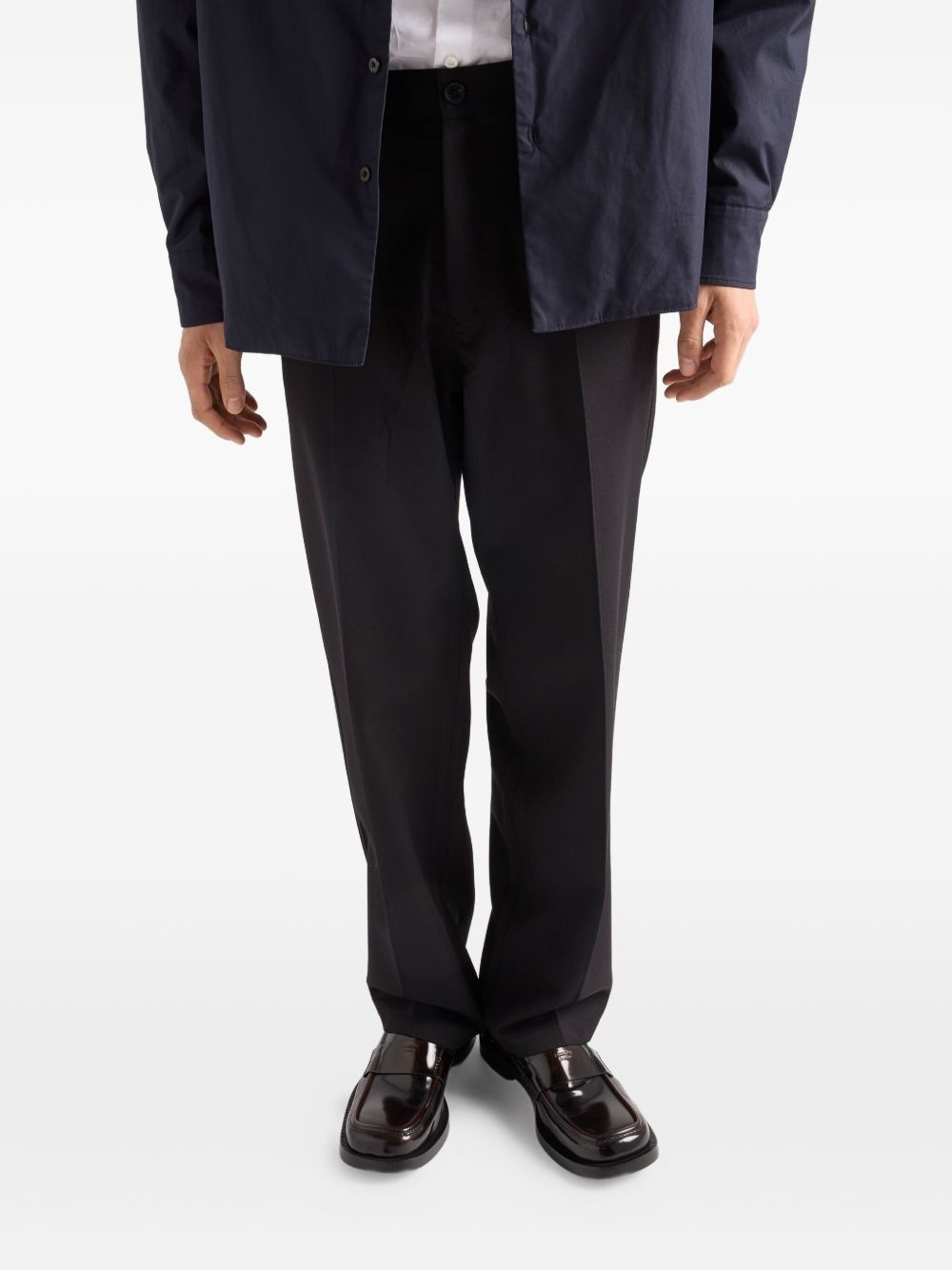 triangle-logo wool trousers - 4