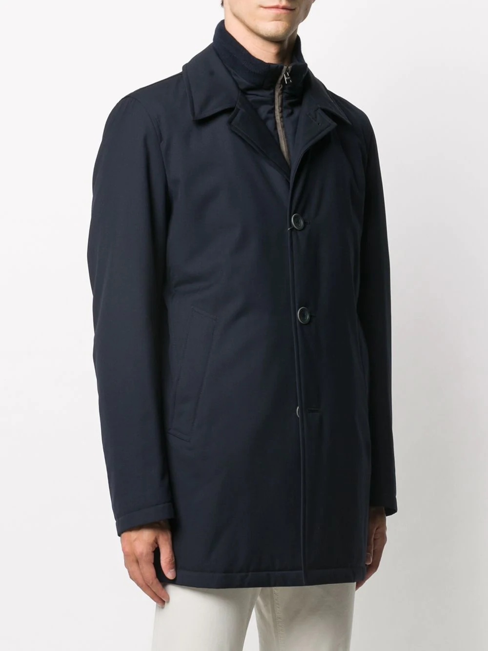 single-breasted mid-length coat - 3