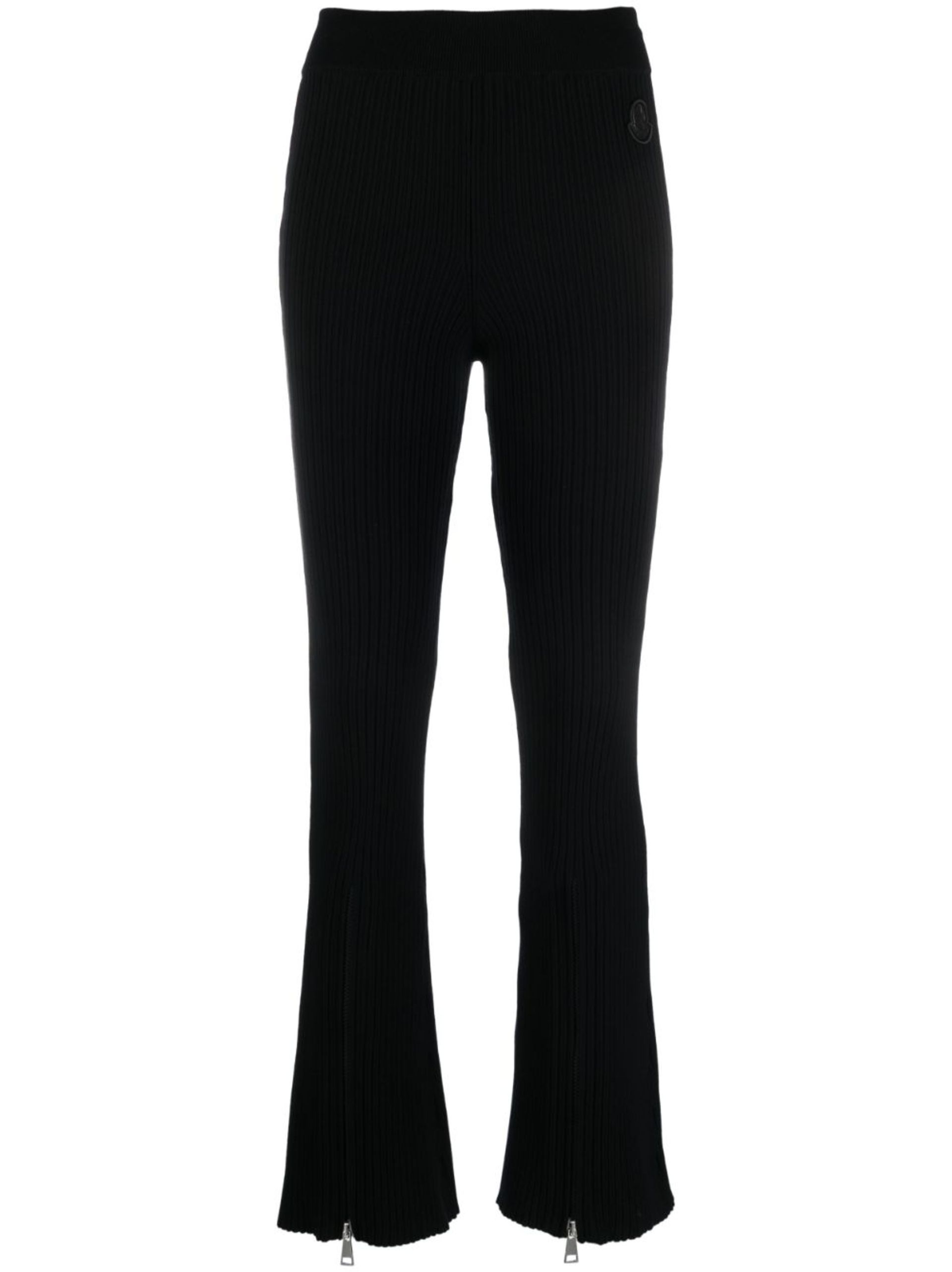 ribbed-knit flared trousers - 1