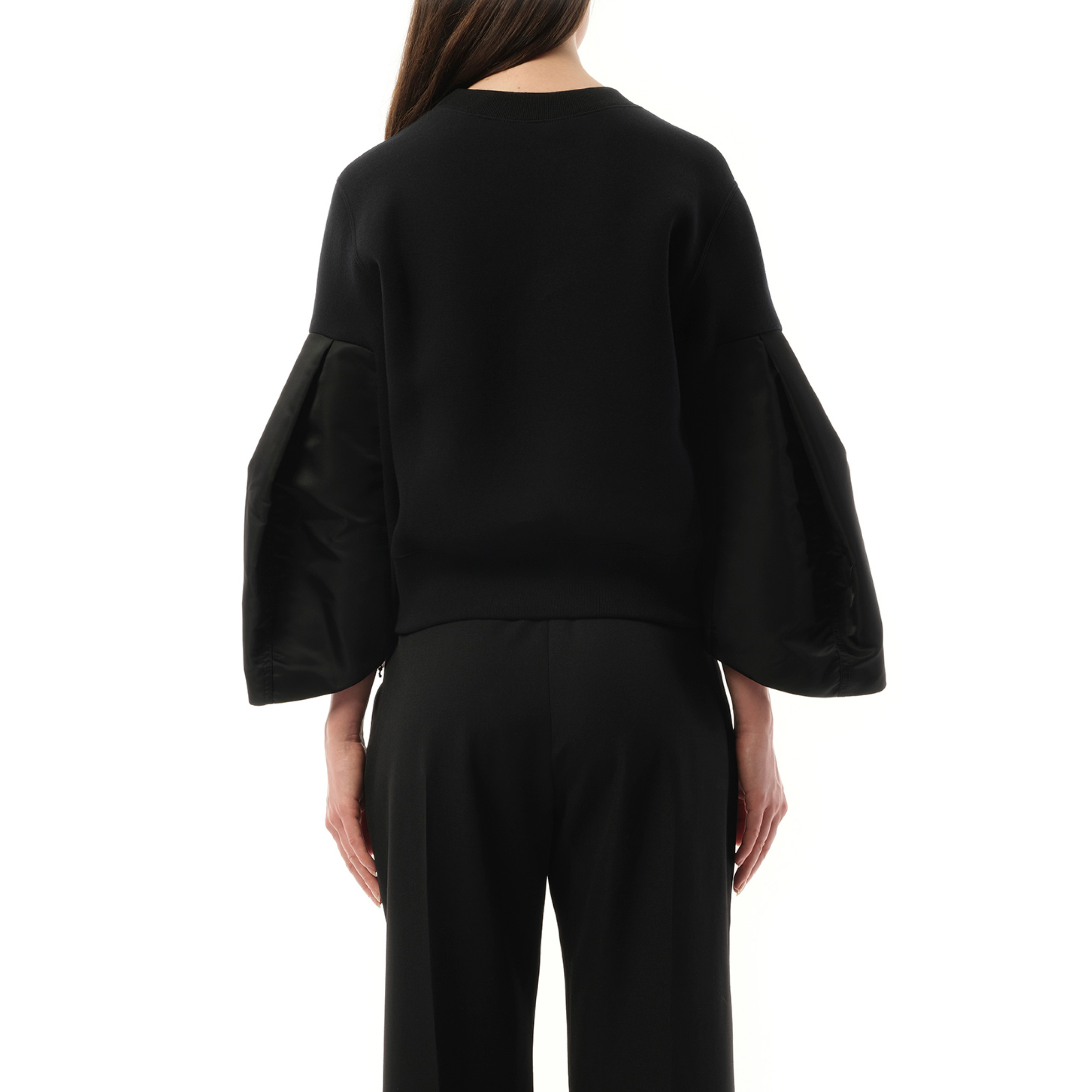 Big Sleeve Nylon Twill x Sponge Sweat Pullover in Black - 6