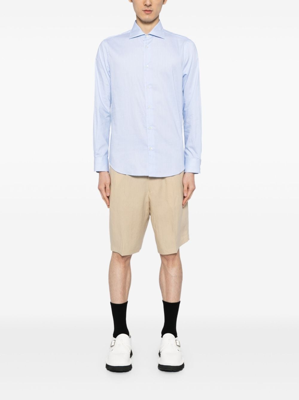 drawstring-waist linen shorts - 2