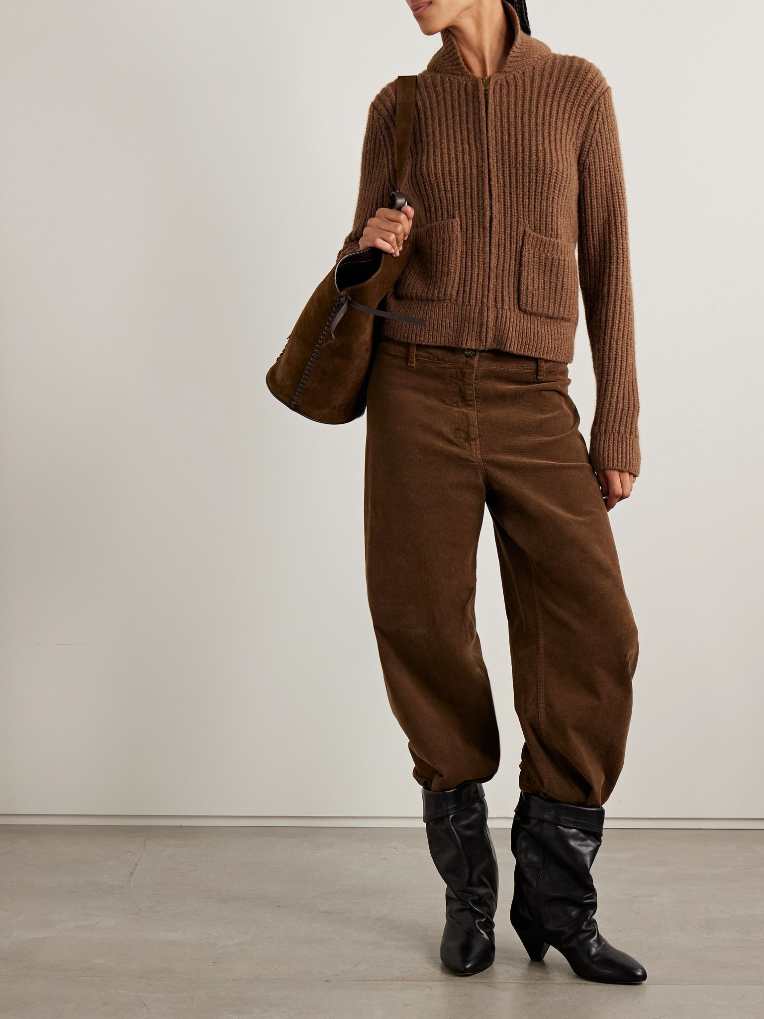 Tessen ribbed-knit merino wool-blend cardigan Camel - 2
