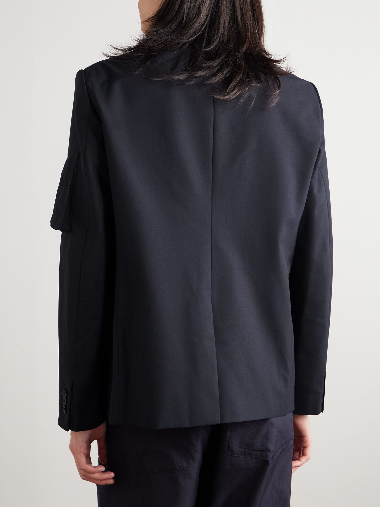 Layered Shell and Padded Grain de Poudre Blazer Navy - 3