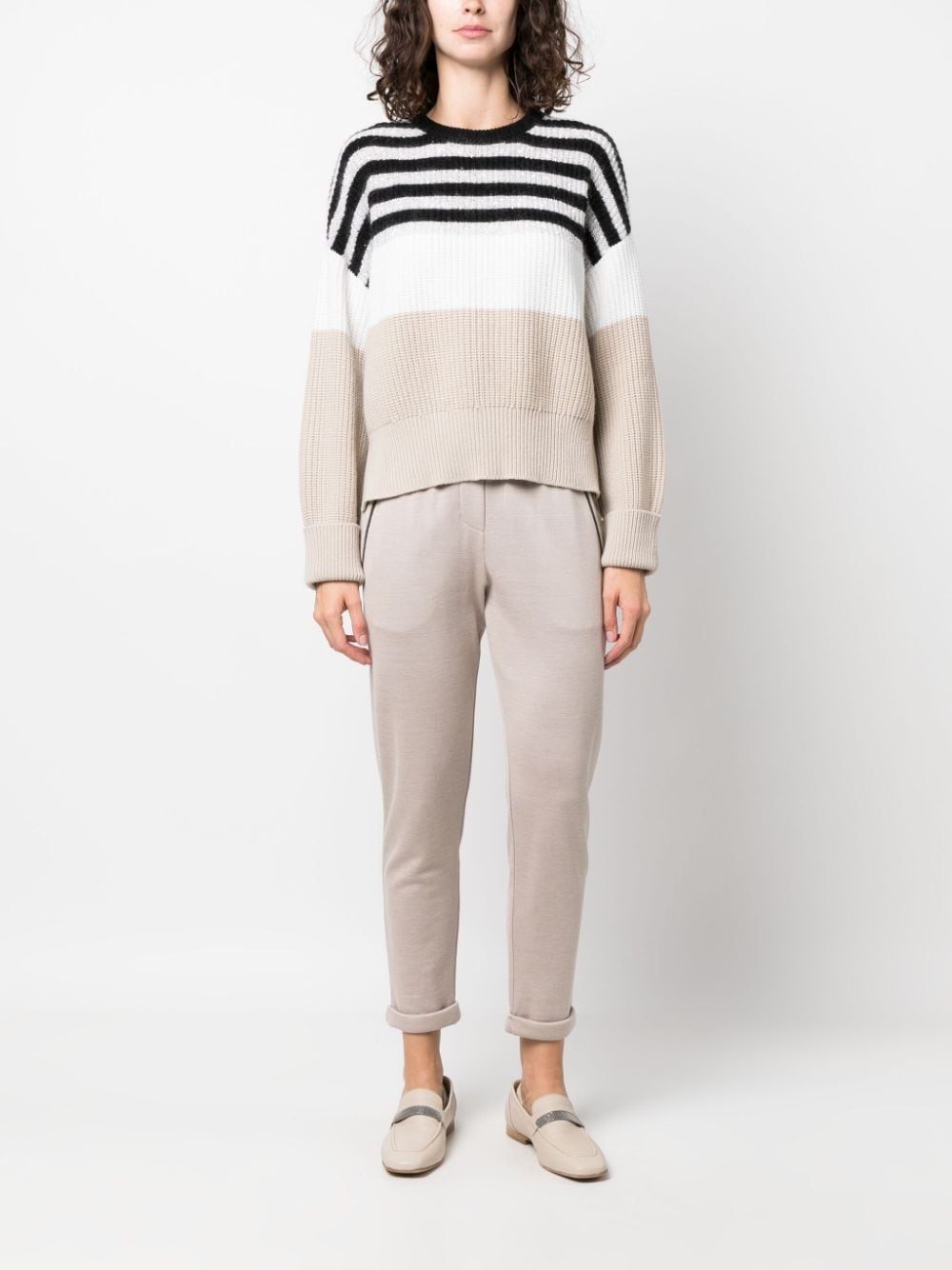 stripe-pattern knitted jumper - 2