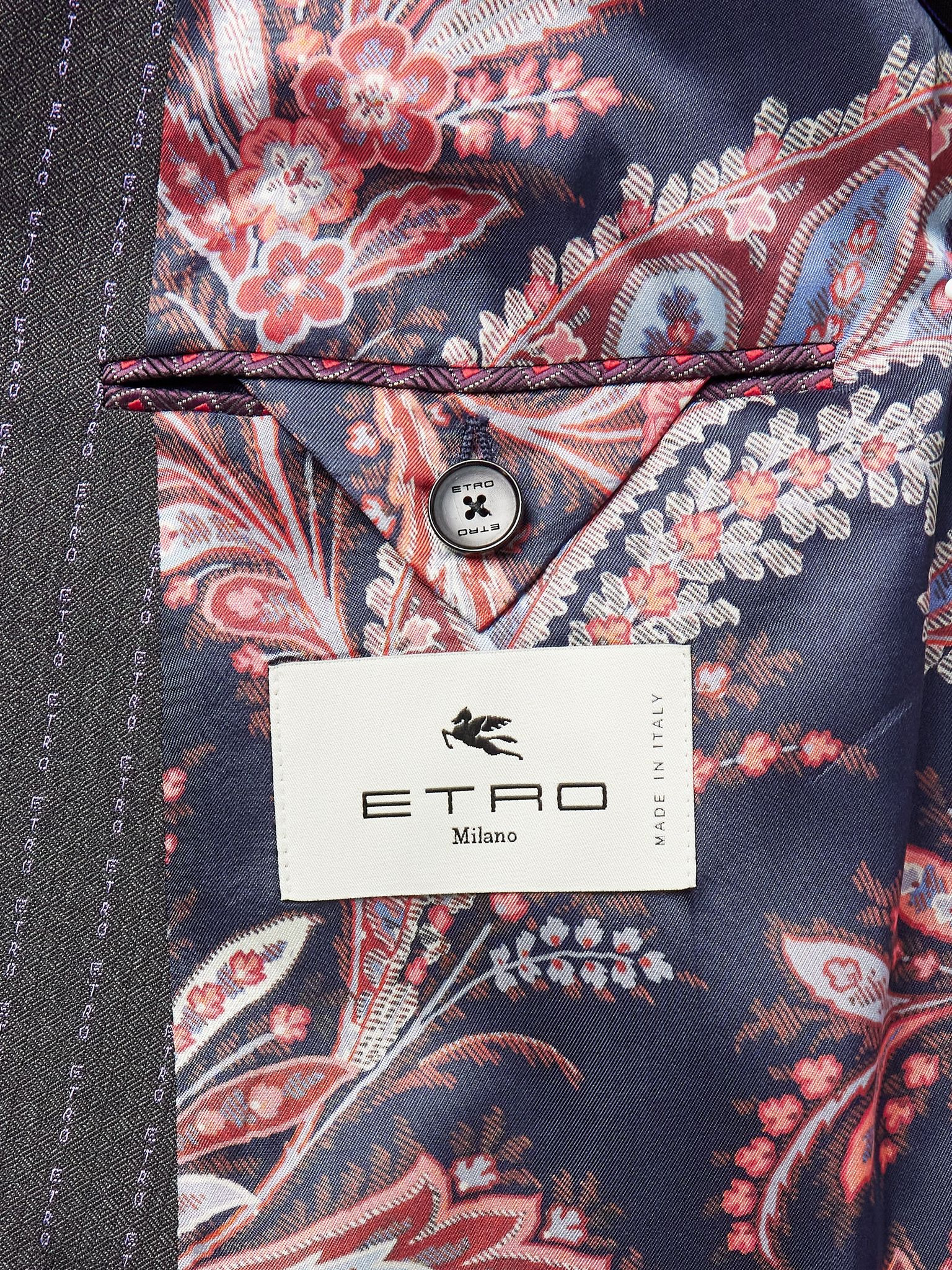 Double-Breasted Logo-Embroidered Wool-Blend Jacquard Suit Jacket Multi - 5