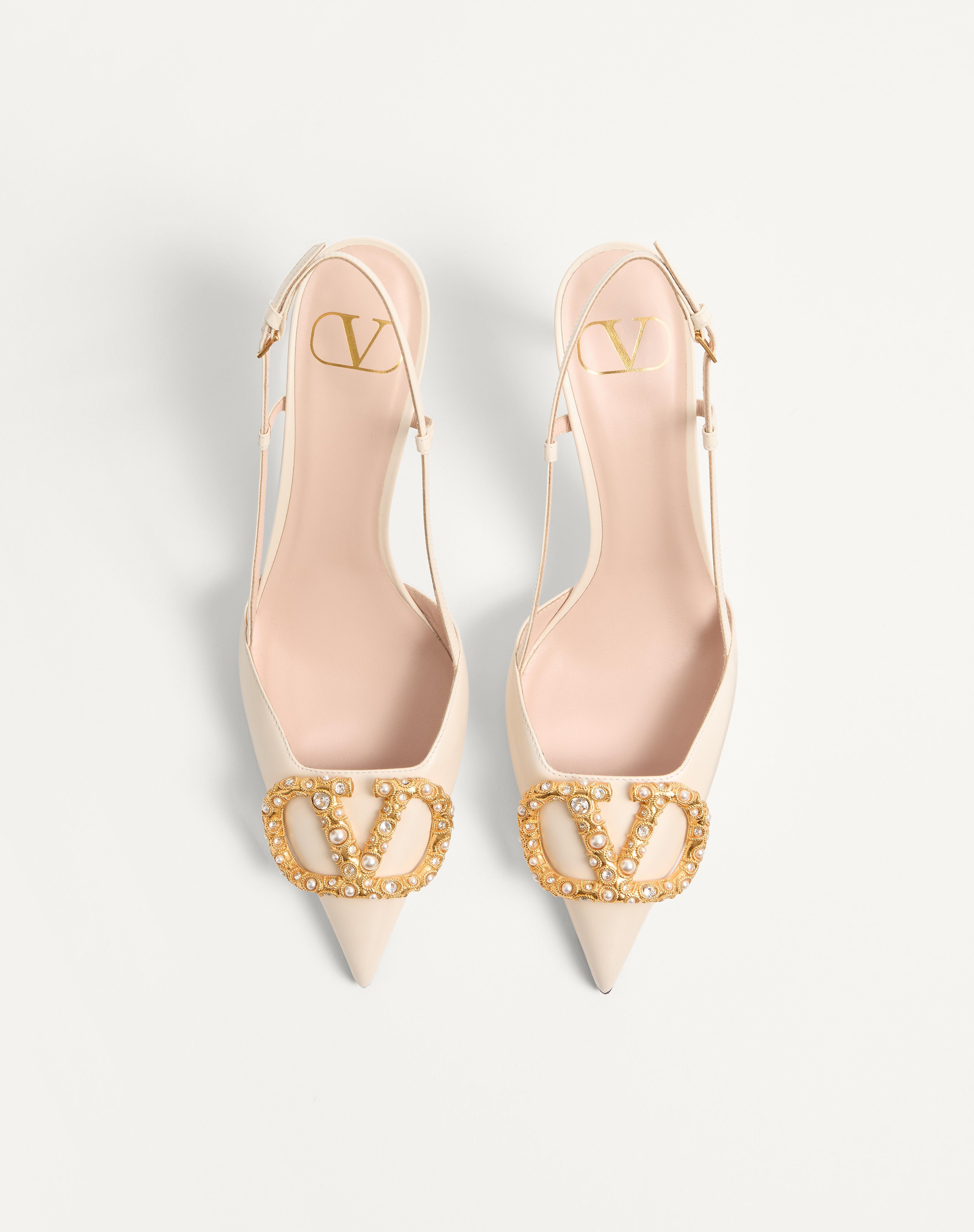 VLOGO SIGNATURE SLINGBACK CALFSKIN PUMP WITH JEWEL LOGO 80MM - 4
