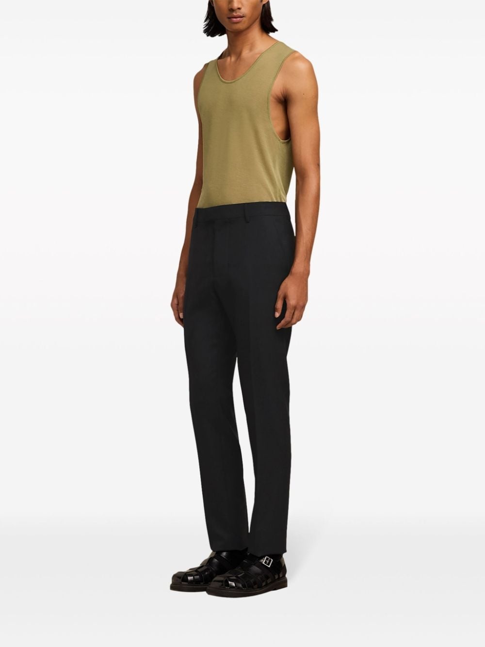 twill tapered-leg trousers - 3