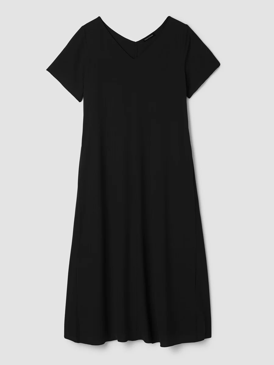 Silk Georgette Crepe V-Neck Dress - 1