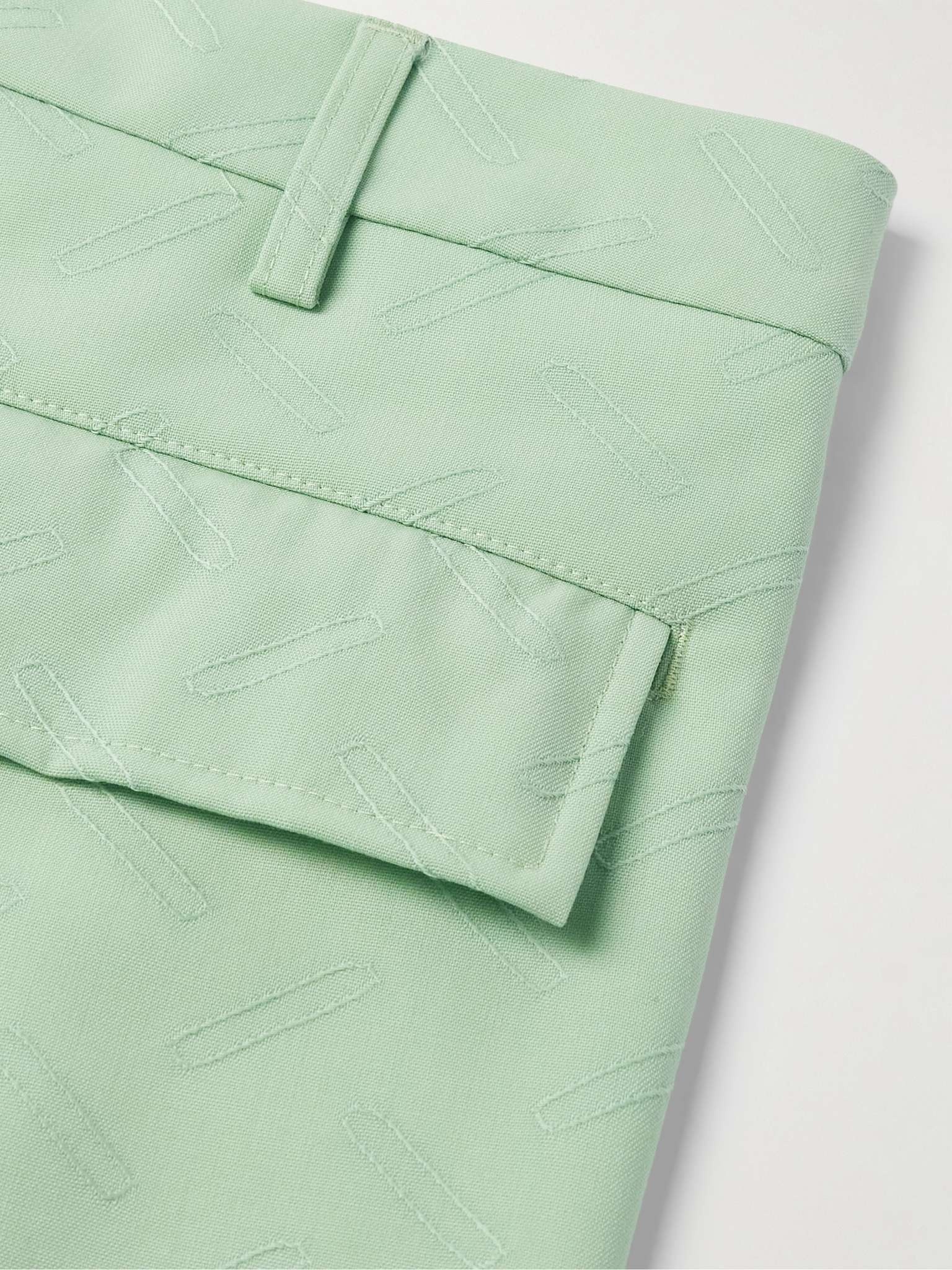 Confetti Straight-Leg Embroidered Grain de Poudre Wool Cargo Shorts - 5