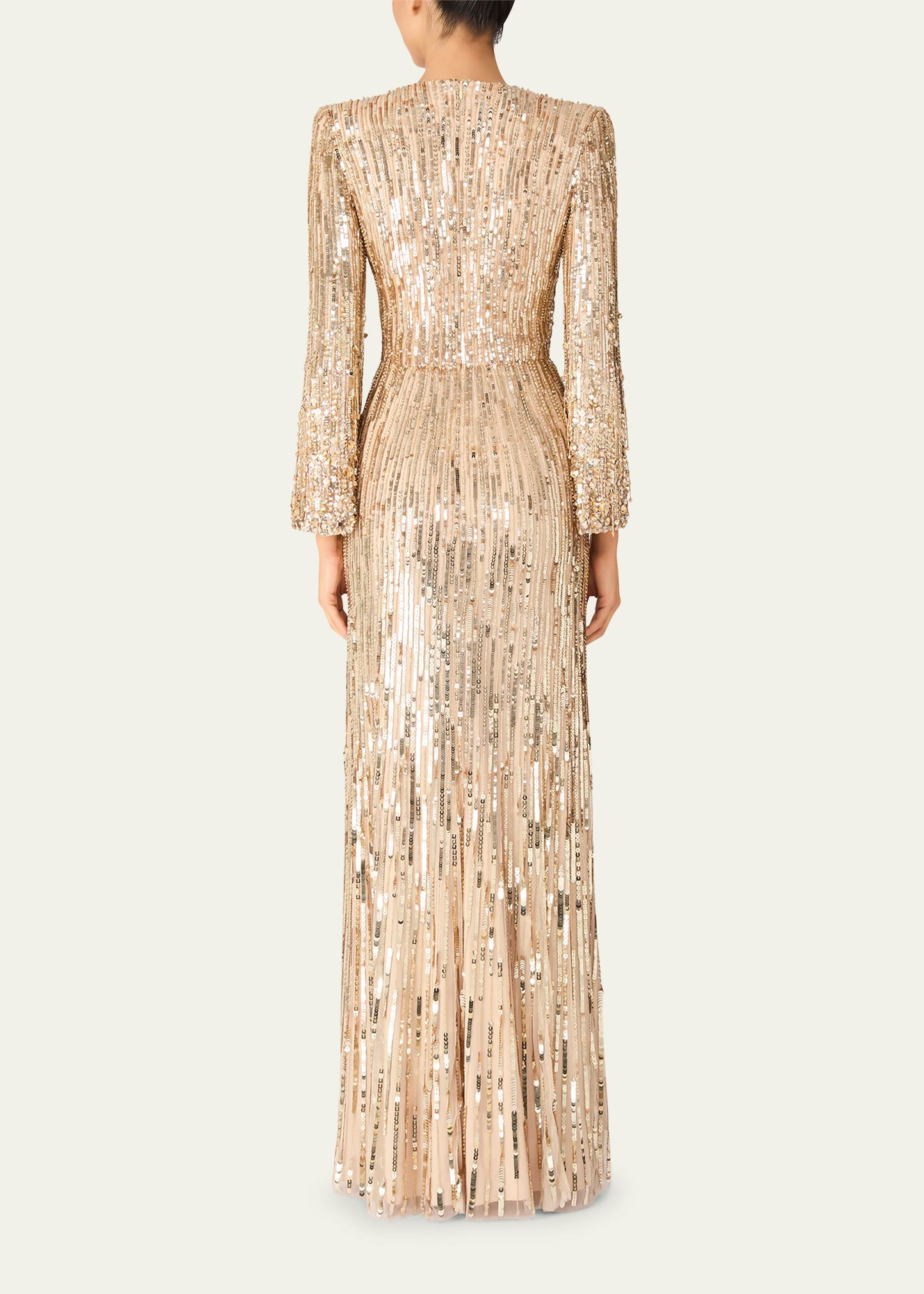 Cosmos Sequined Strong-Shoulder Gown - 3